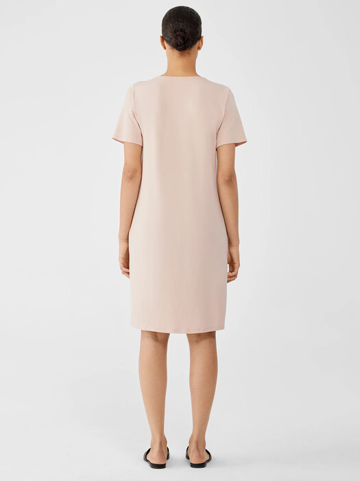 Stretch Jersey Knit Jewel Neck Dress