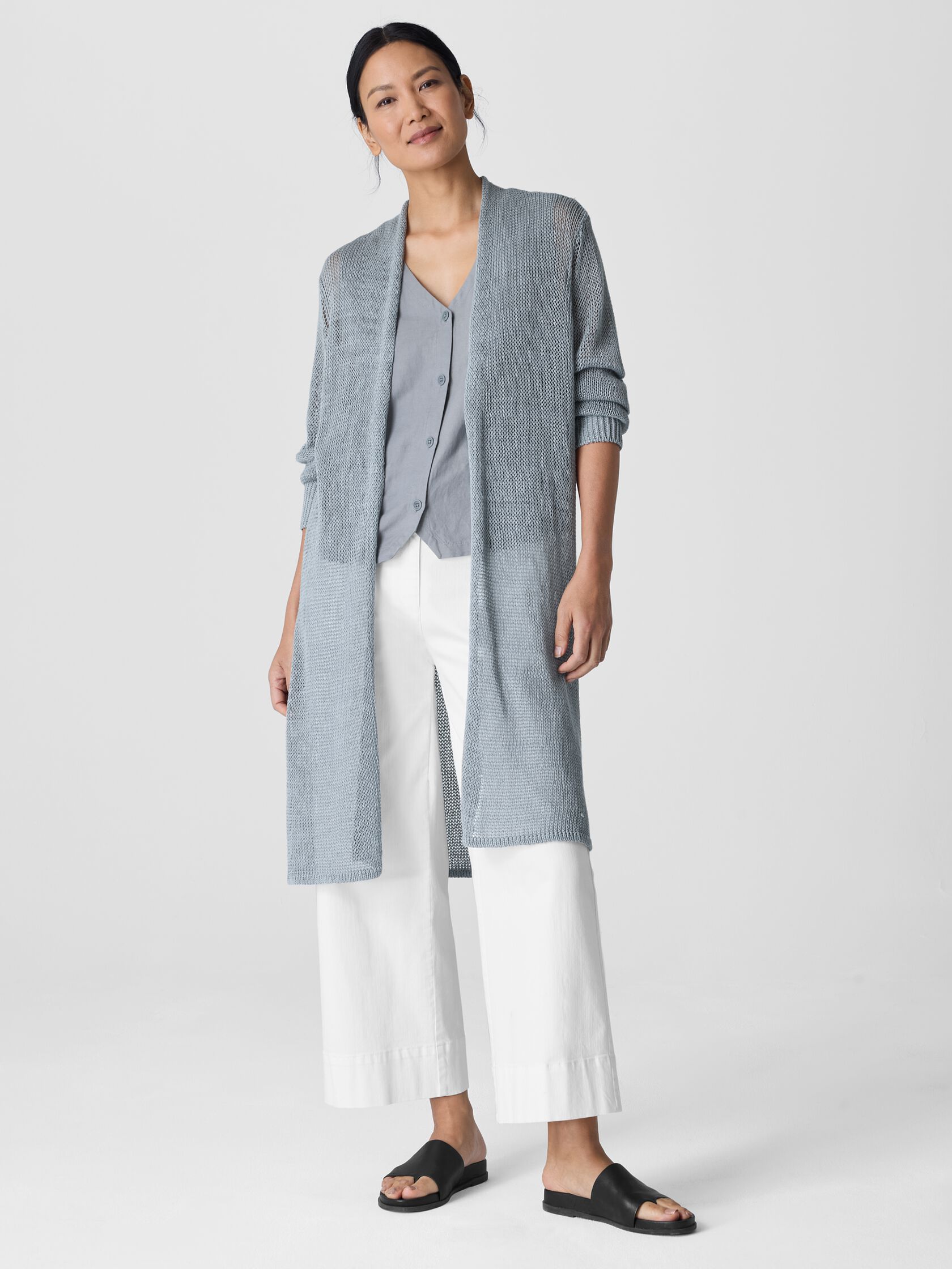Organic Linen Cotton Cord Long Cardigan
