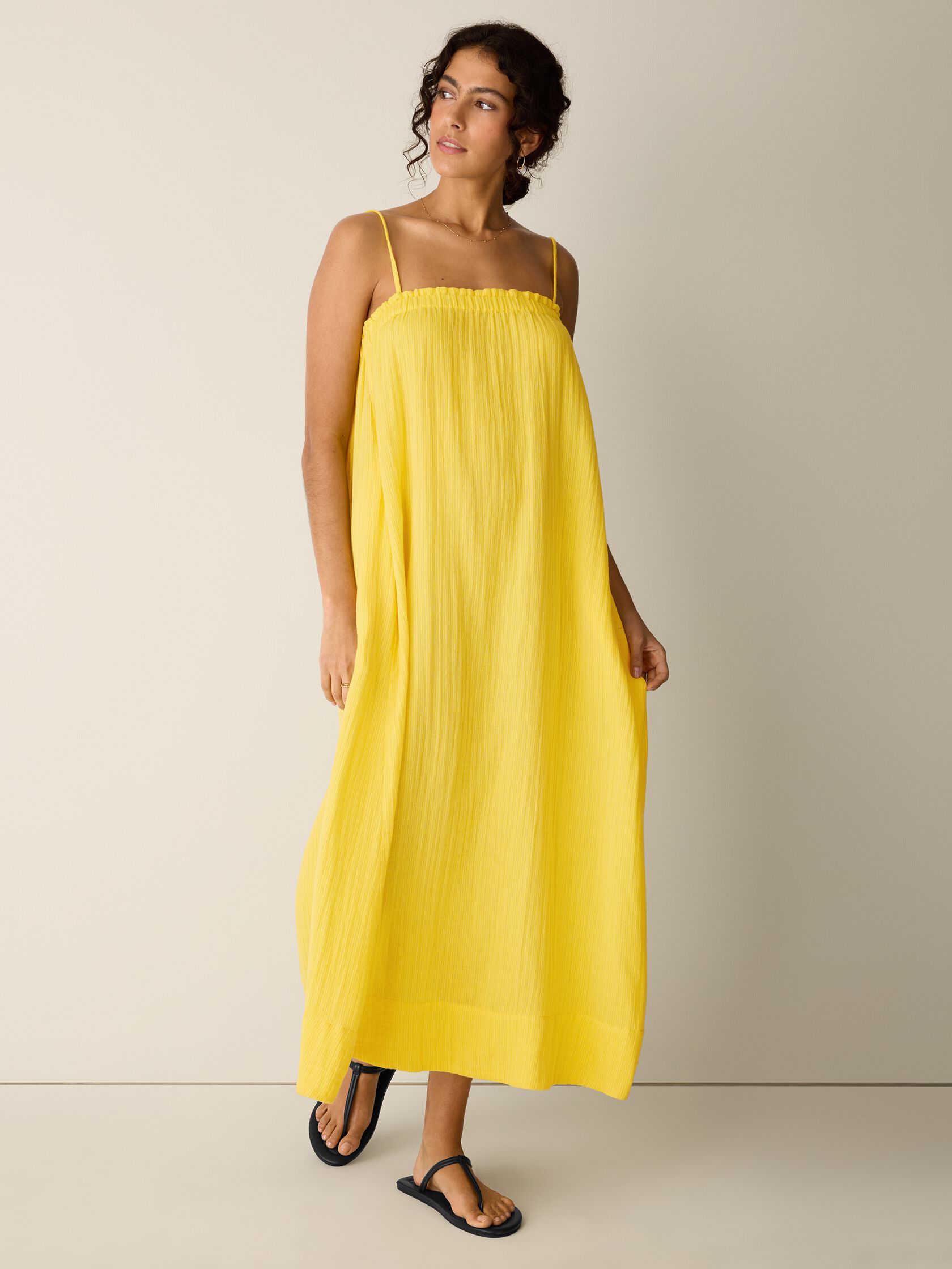 Striped Organic Cotton Gauze Cami Dress