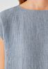 Striped Organic Linen Crinkle Shirred-Back Top