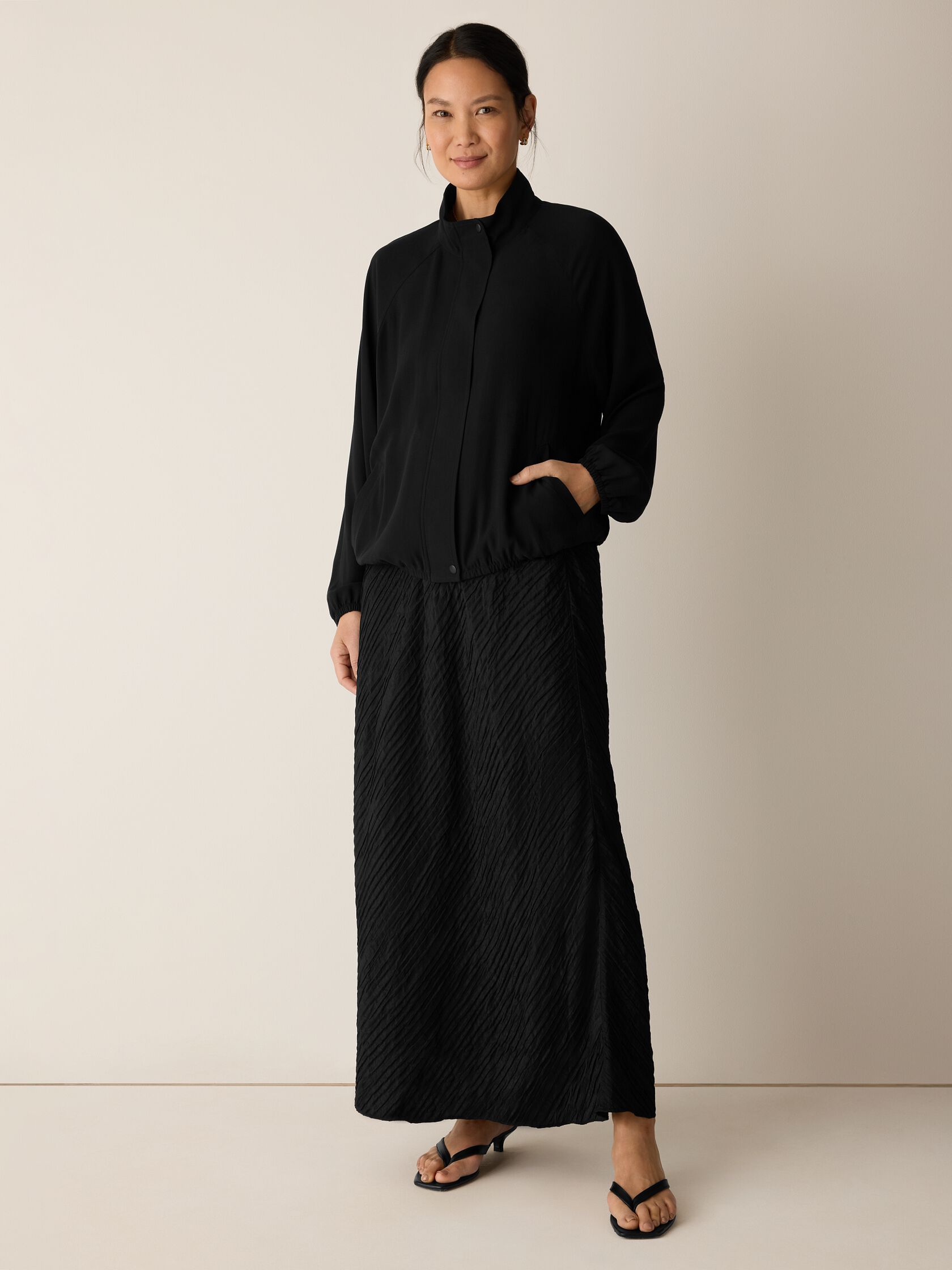 Textured Silk Jacquard Bias Skirt