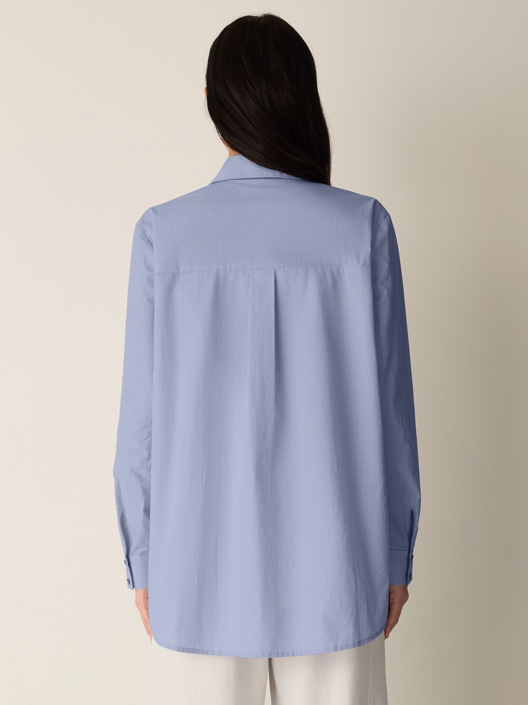 Striped Organic Cotton Poplin Classic Collar Shirt
