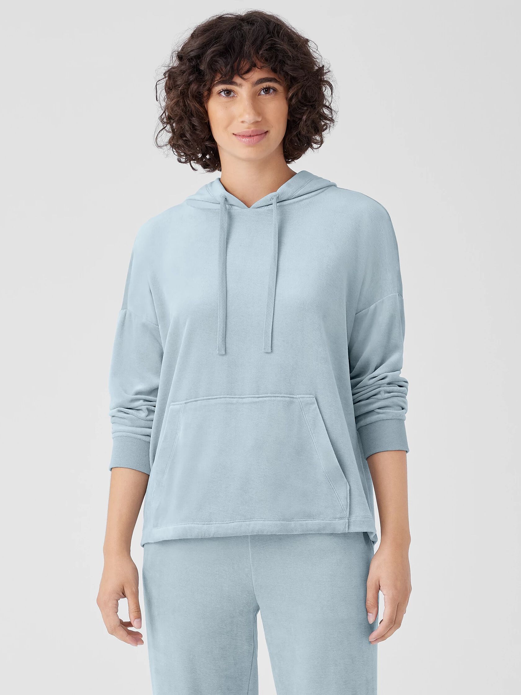 Cozy Velour Knit Hooded Top