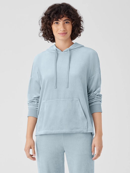 Cozy Velour Knit Hooded Top | EILEEN FISHER