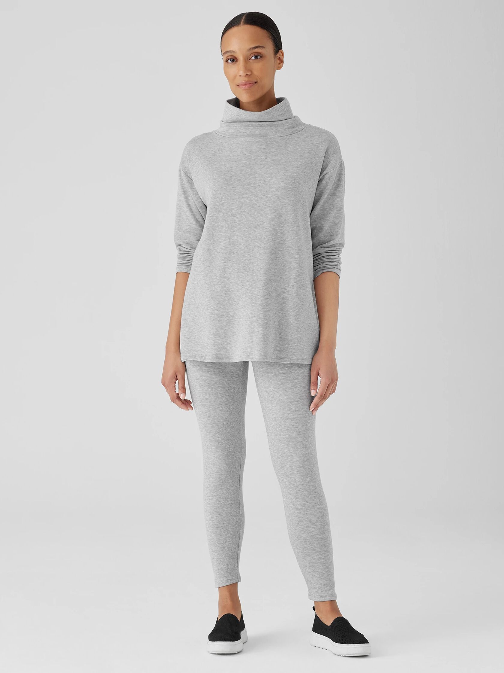 Cozy Brushed Terry Hug Funnel Neck Long Top