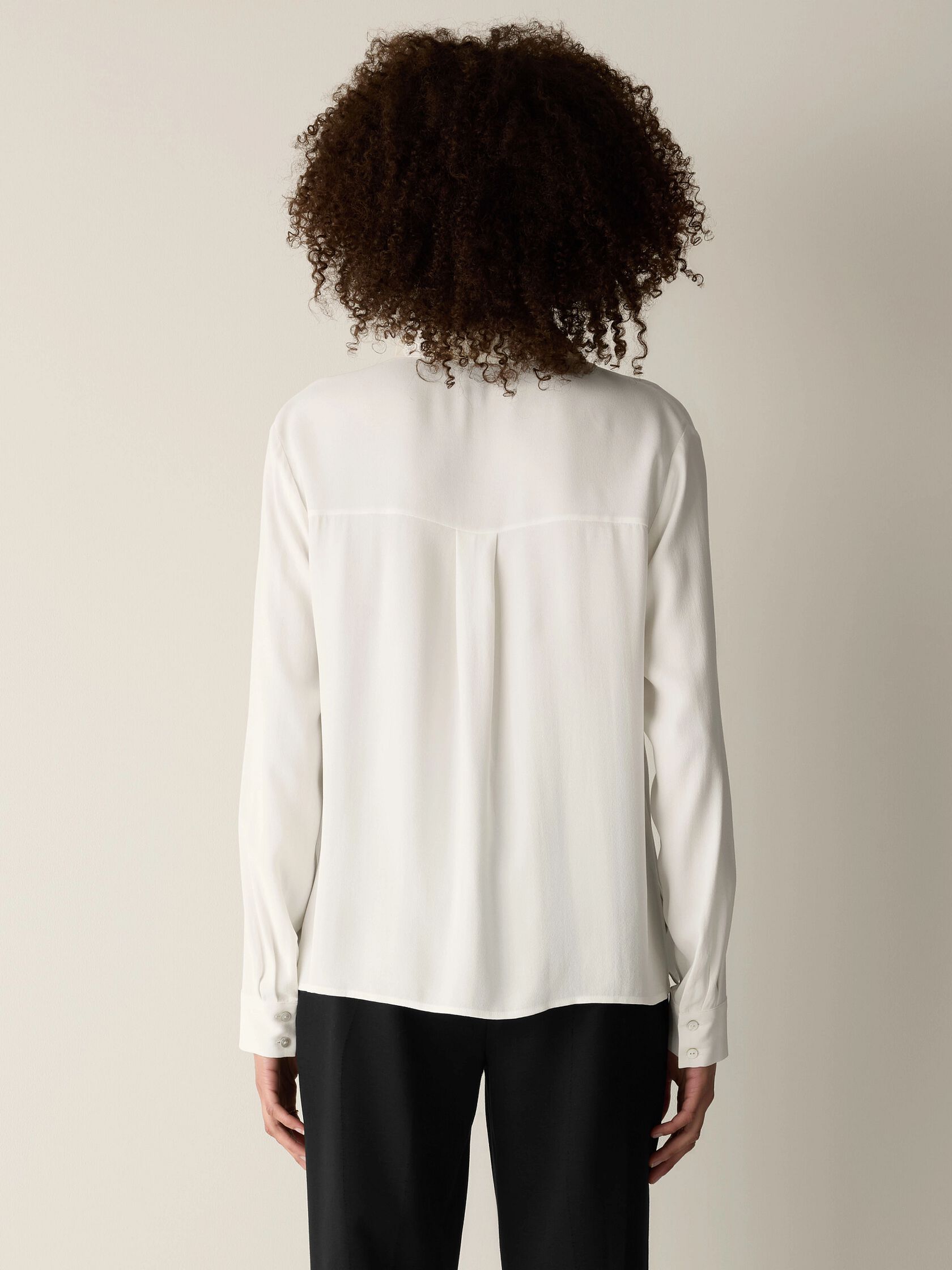 Silk Georgette Crepe Classic Collar Shirt