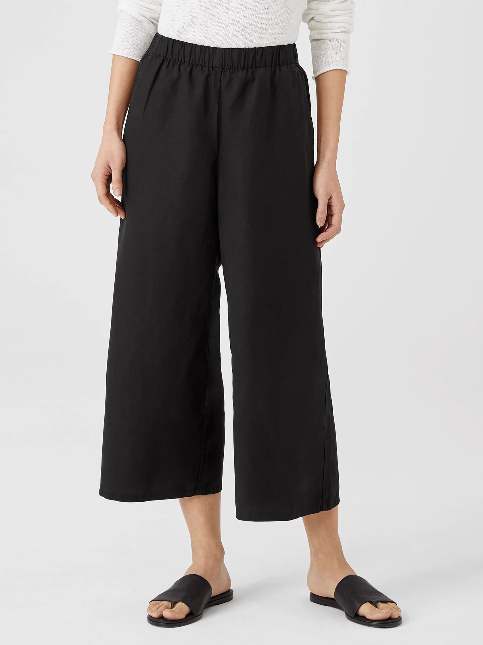 Linen Blend Wide-Leg Pant