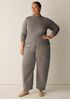 M&eacute;lange Sheer Cotton Blend Knit Funnel Neck Top