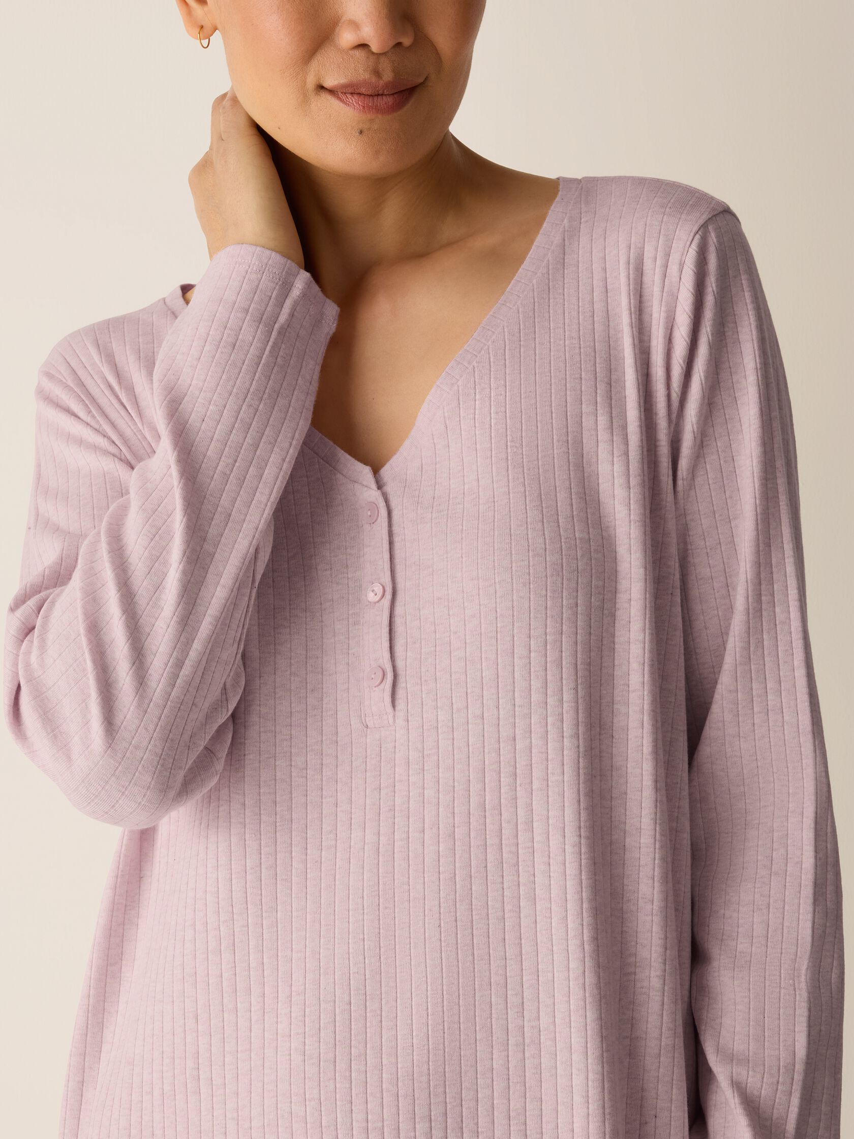 Organic Cotton Rib V-Neck Sleep Dress