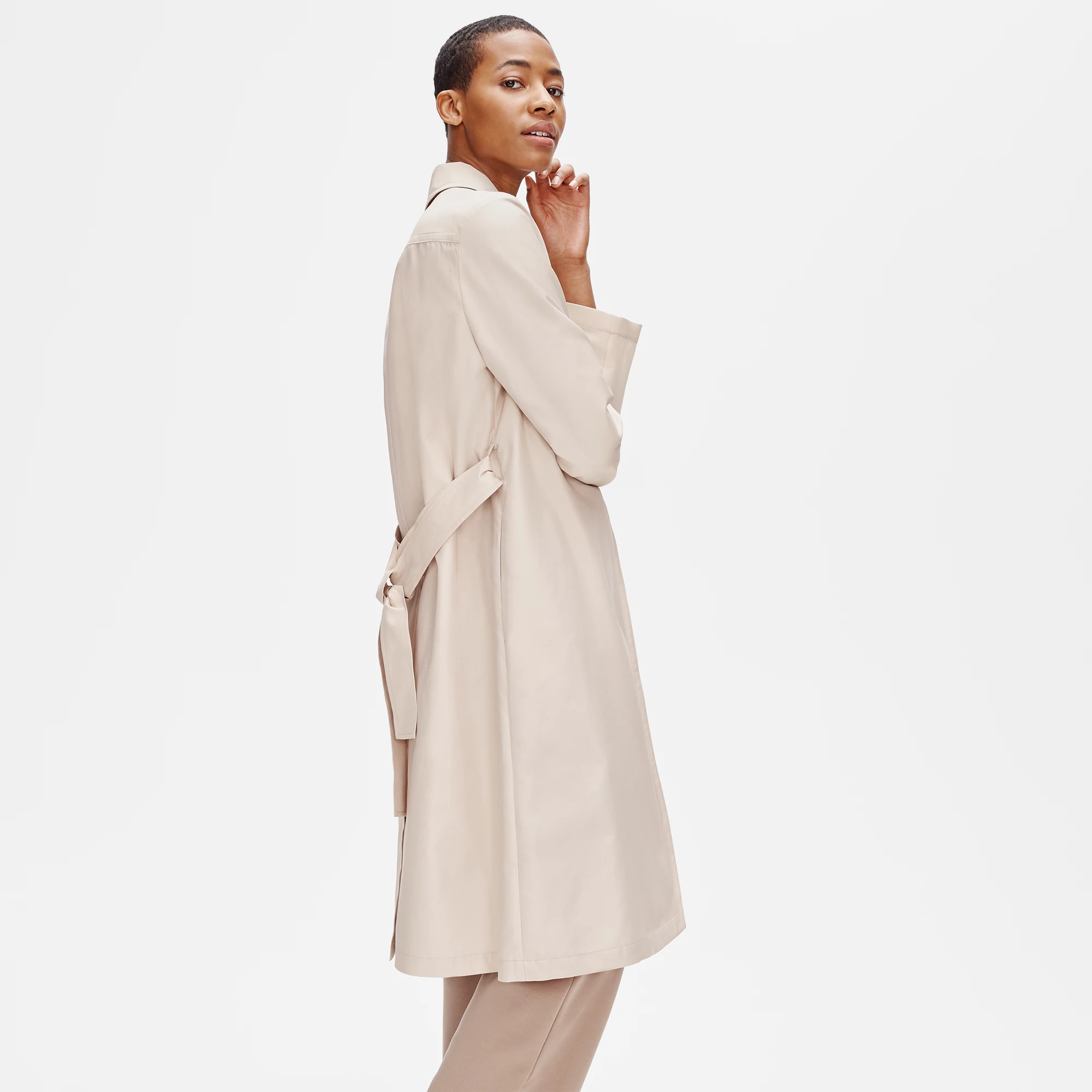 Recycled Polyester Twill Trench Coat 