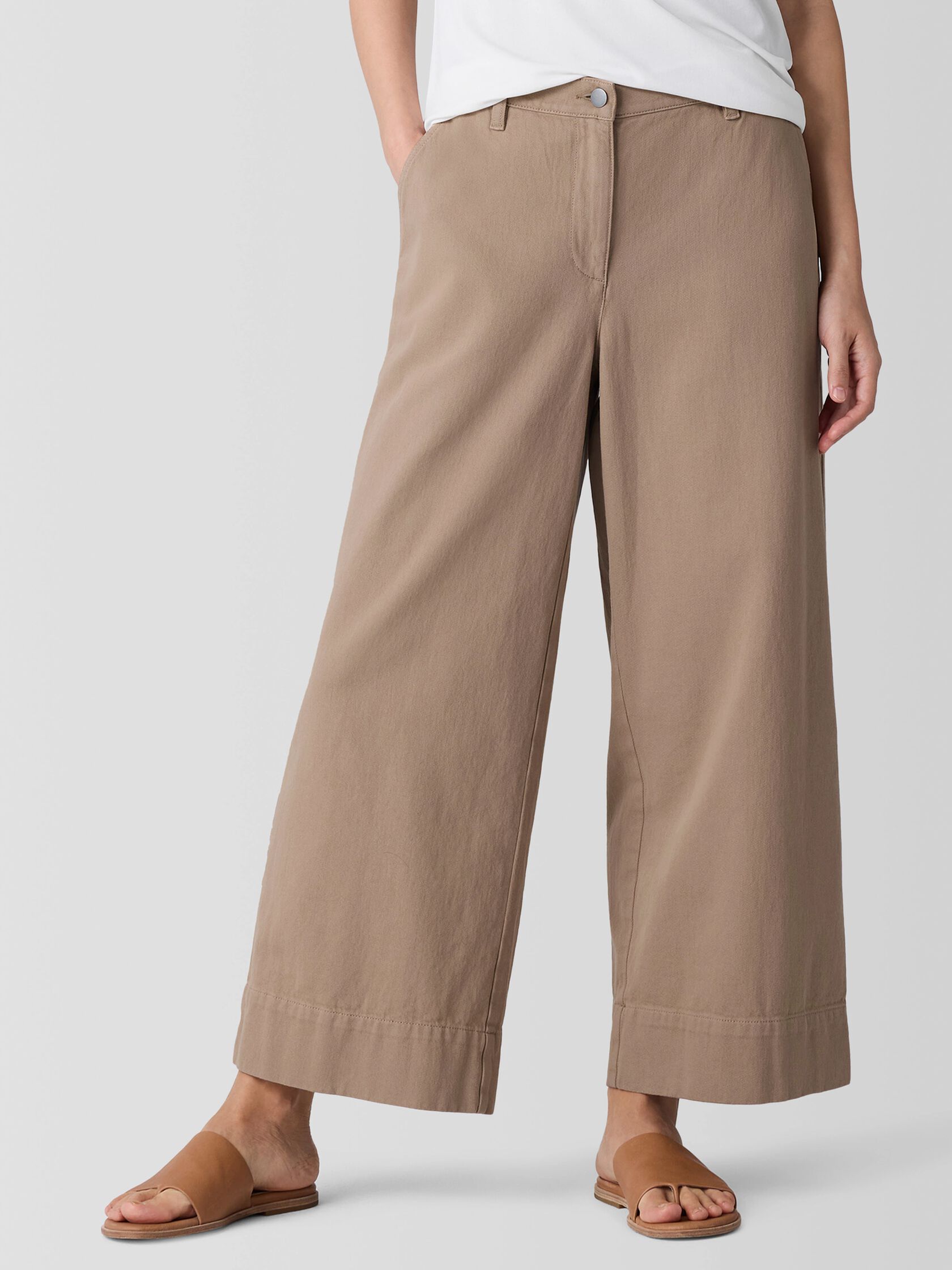 Garment-Dyed Utility Cotton Wide-Leg Pant