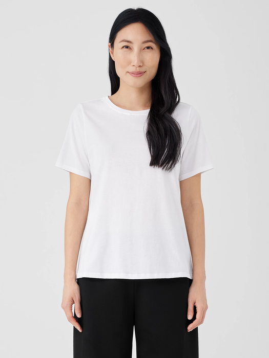 Organic Pima Cotton Jersey Round Neck Tee | EILEEN FISHER