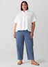 Washed Organic Cotton Poplin Split Neck Top