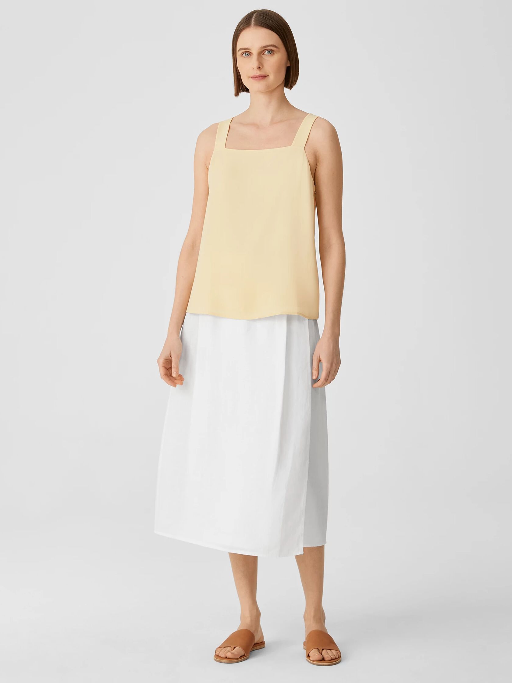 Silk Georgette Crepe Square Neck Tank