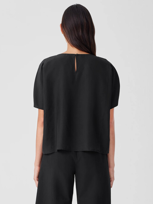 Garment-Dyed Silk Jewel Neck Top