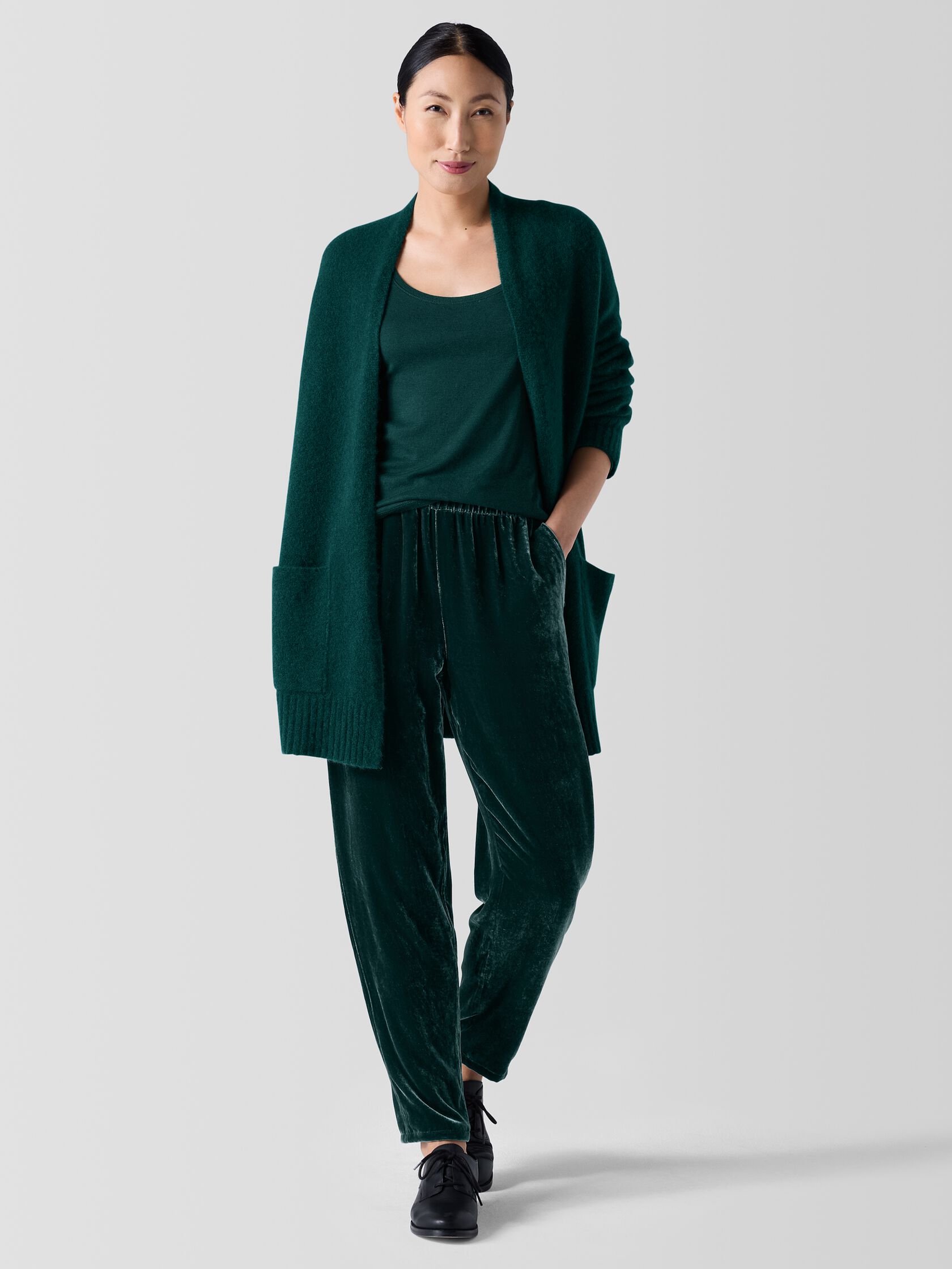 Ribbed Pima Cotton Blend Scoop Neck Top