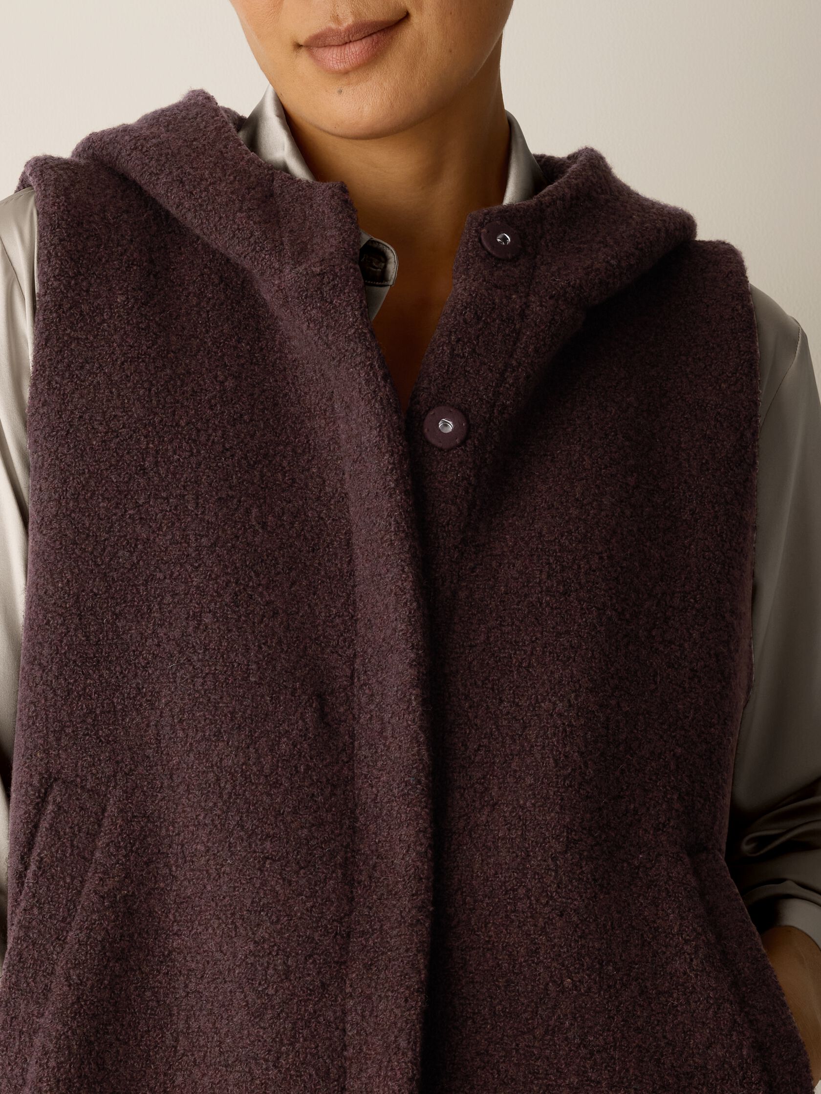 Cozy Recycled Wool Boucle Hooded Vest