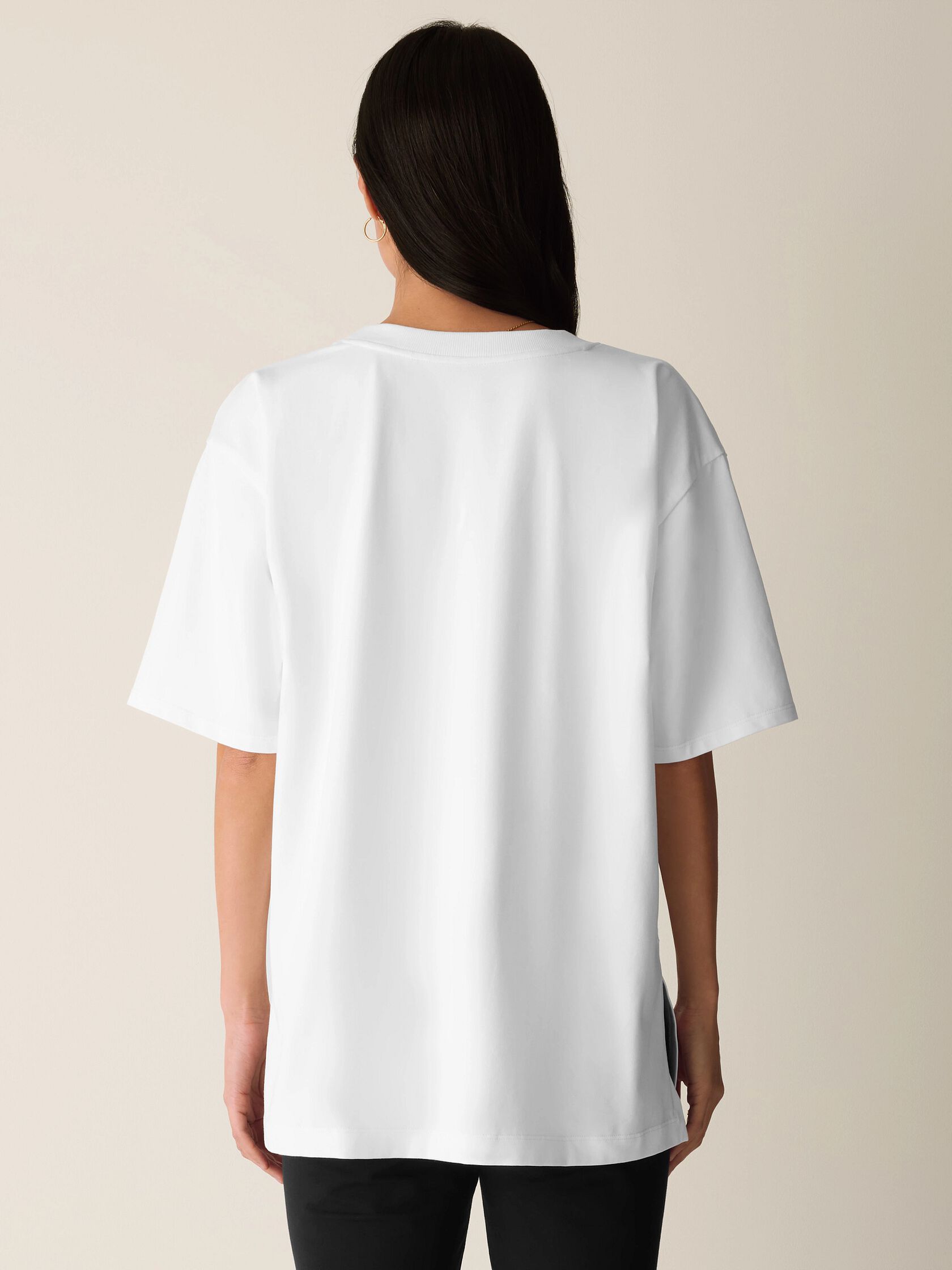 Pima Cotton Stretch Jersey Crew Neck Long Top