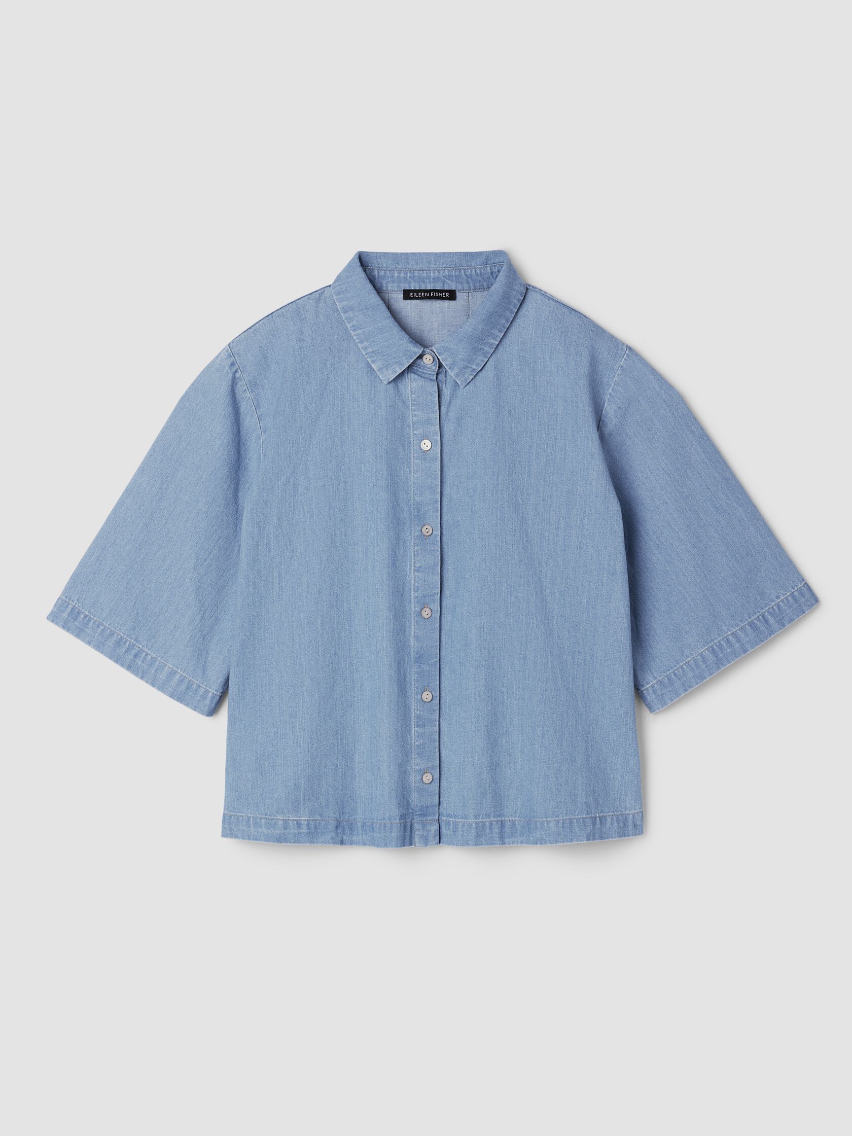 Lightweight Organic Cotton Denim Elbow-Sleeve Shirt