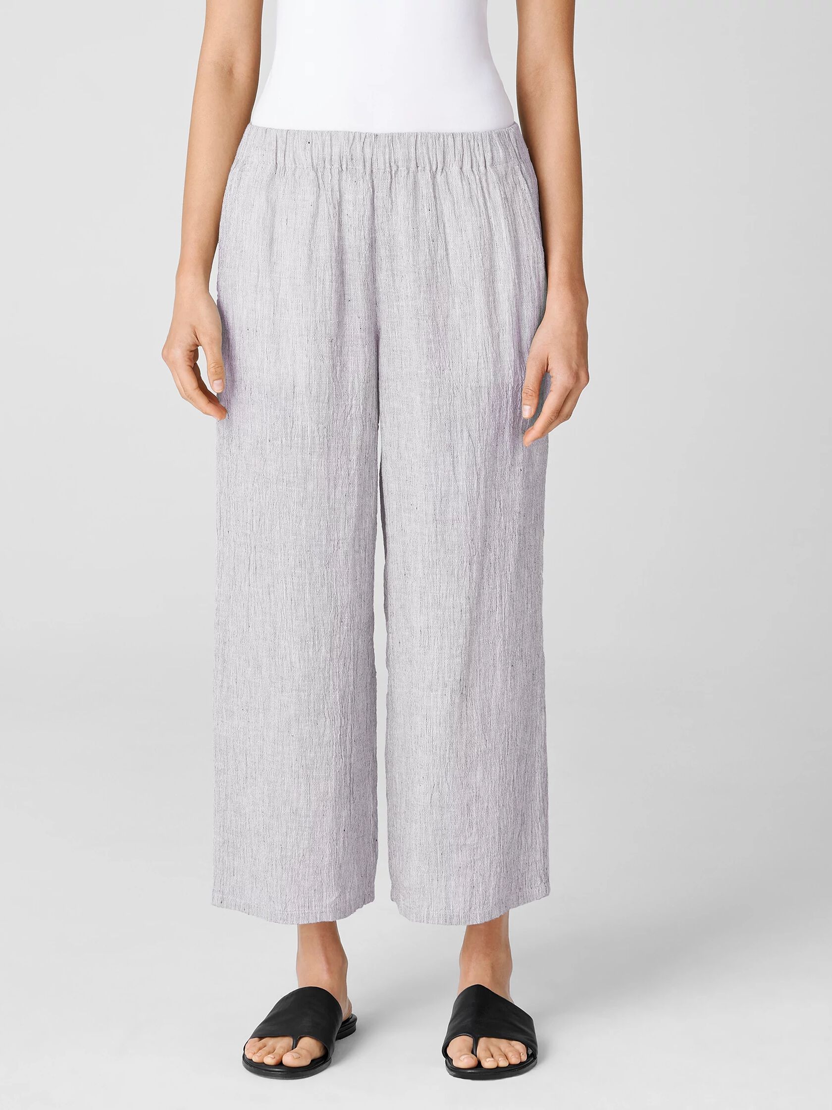 Striped Organic Linen Crinkle Wide-Leg Pant | EILEEN FISHER