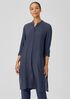Accordion Silk Jacquard Mandarin Collar Long Shirt