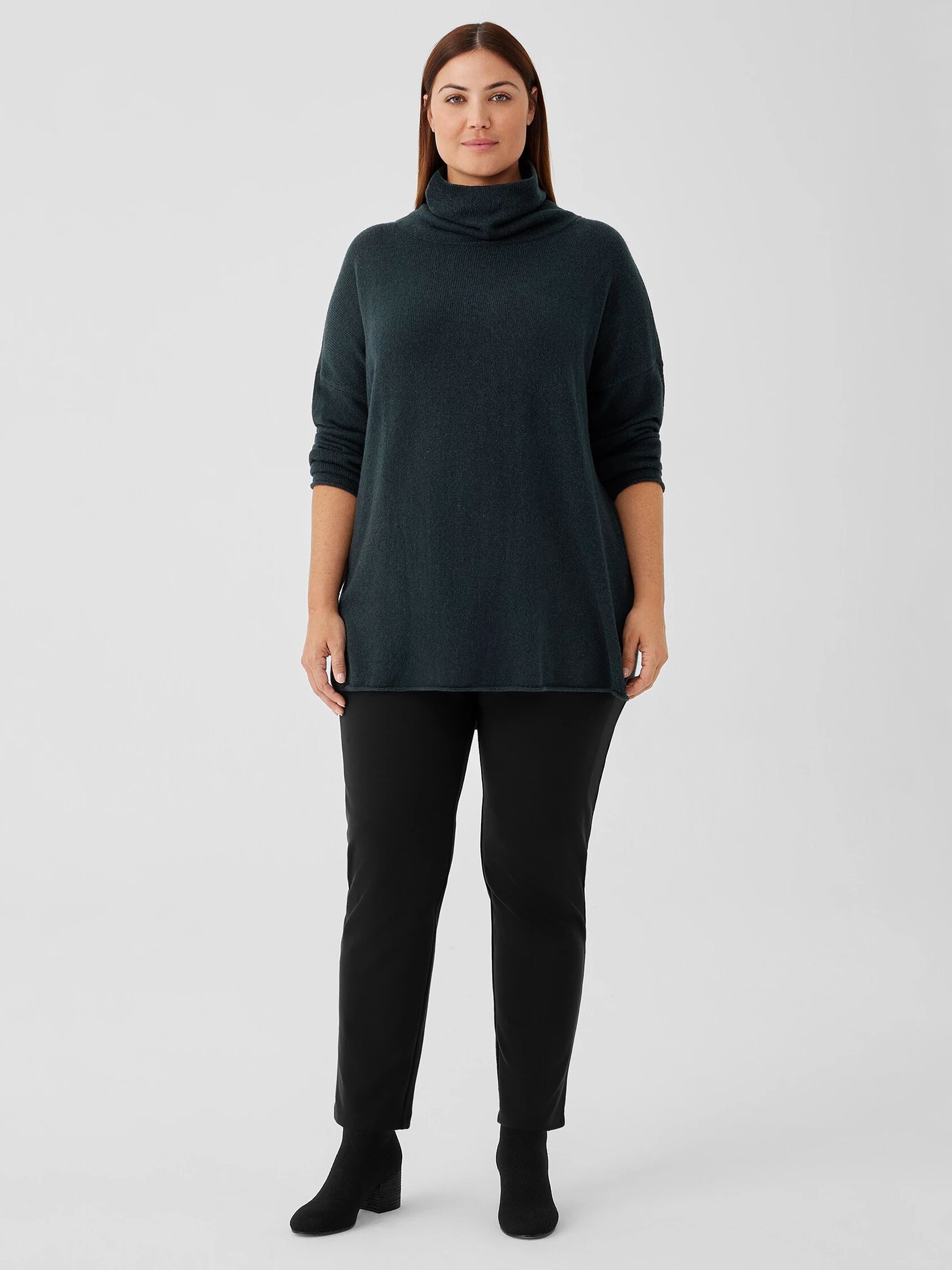 Cotton and Recycled Cashmere Turtleneck Long Top