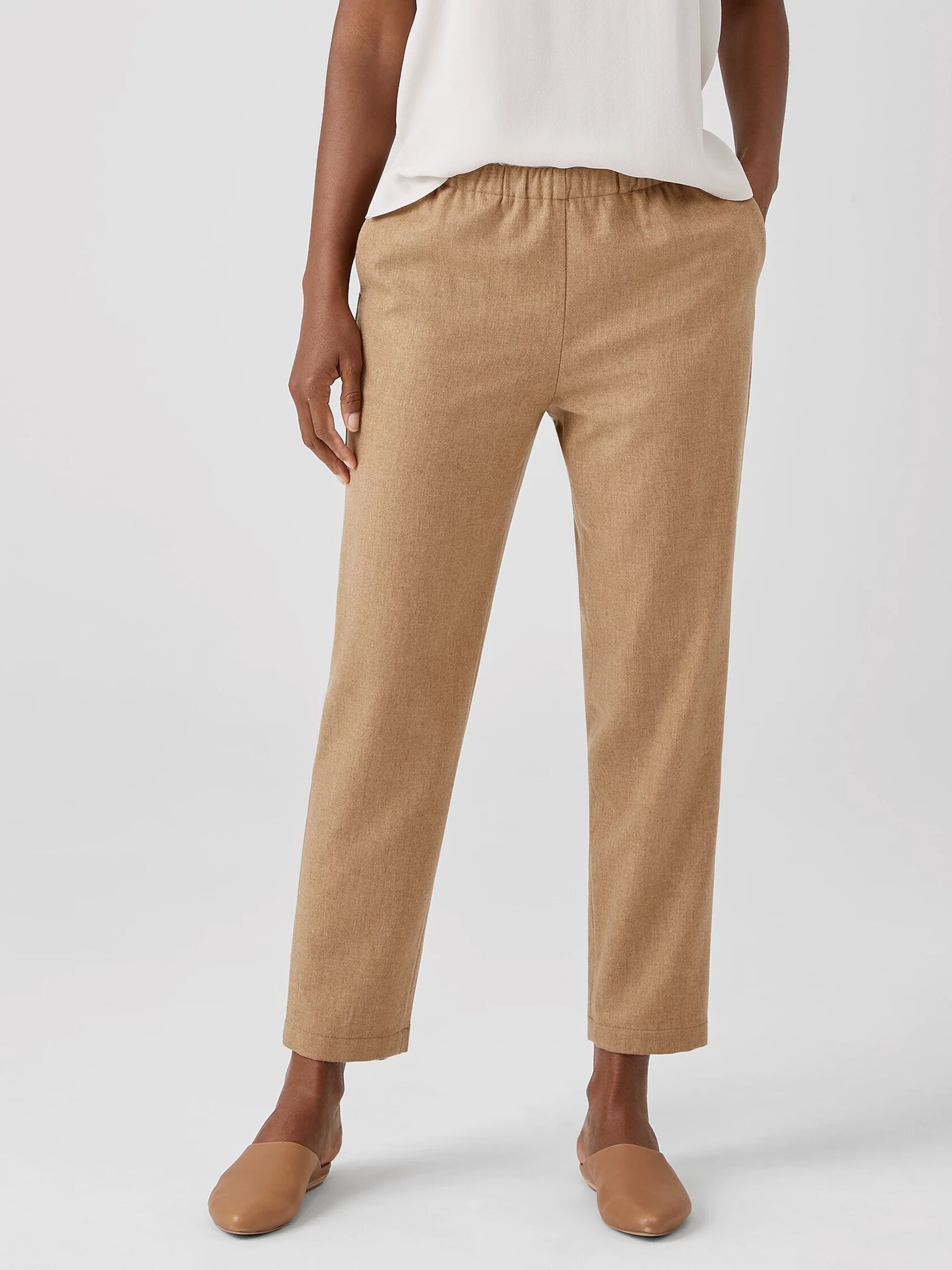 Soft Wool Flannel Tapered Ankle Pant