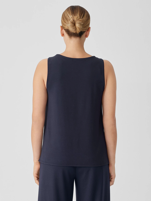 Stretch Jersey Knit Jewel Neck Tank