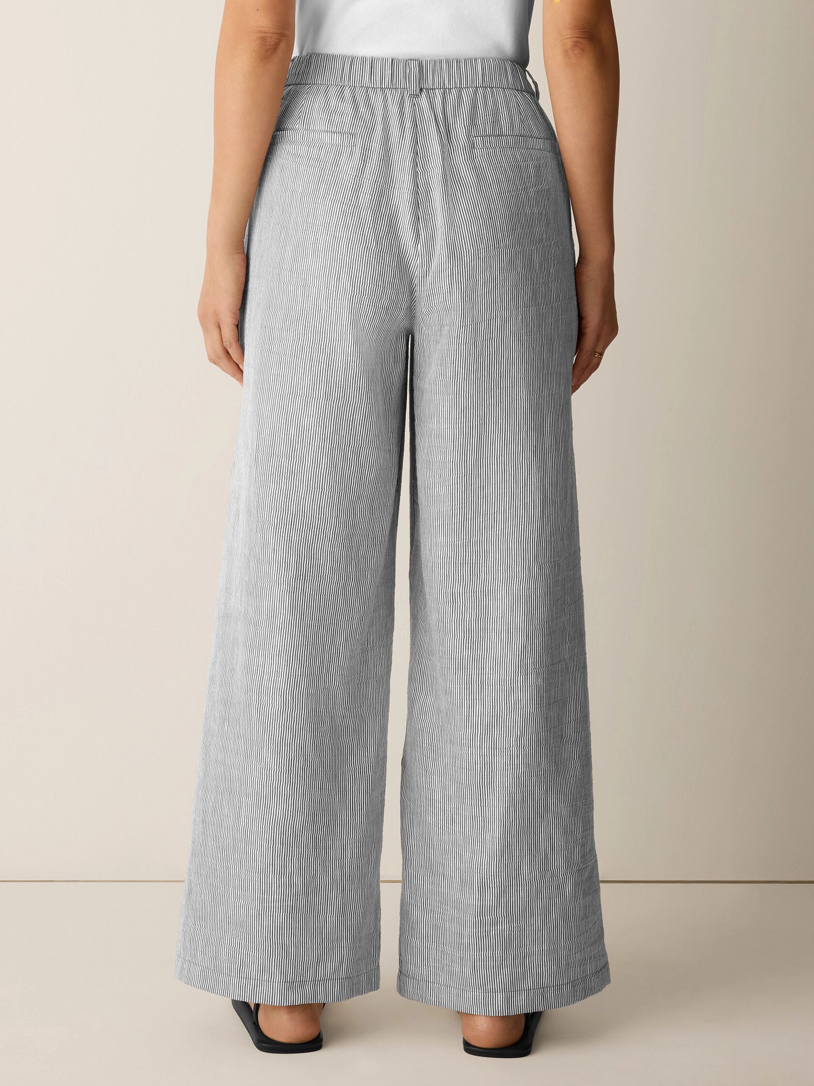 Striped Linen Sheen Full-Length Trouser