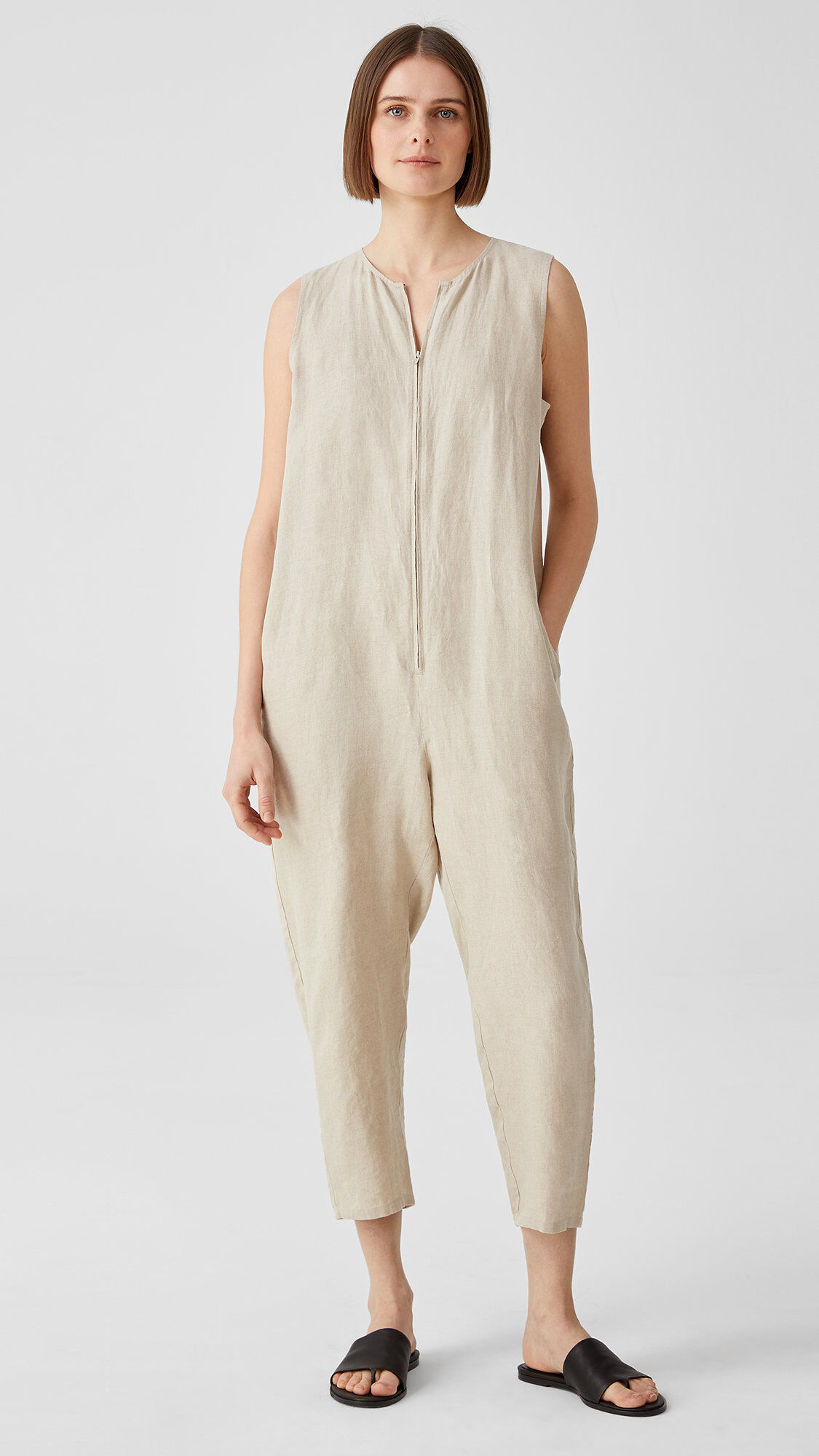 Eileen fisher organic linen on sale cropped jumpsuit