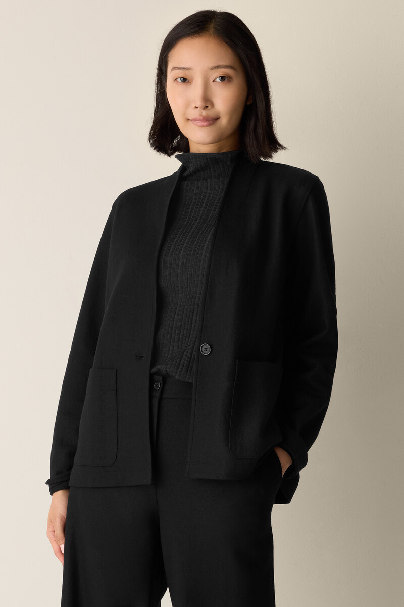 Felted Wool Jersey High Collar Jacket Felted Wool Jersey High Collar Jacket