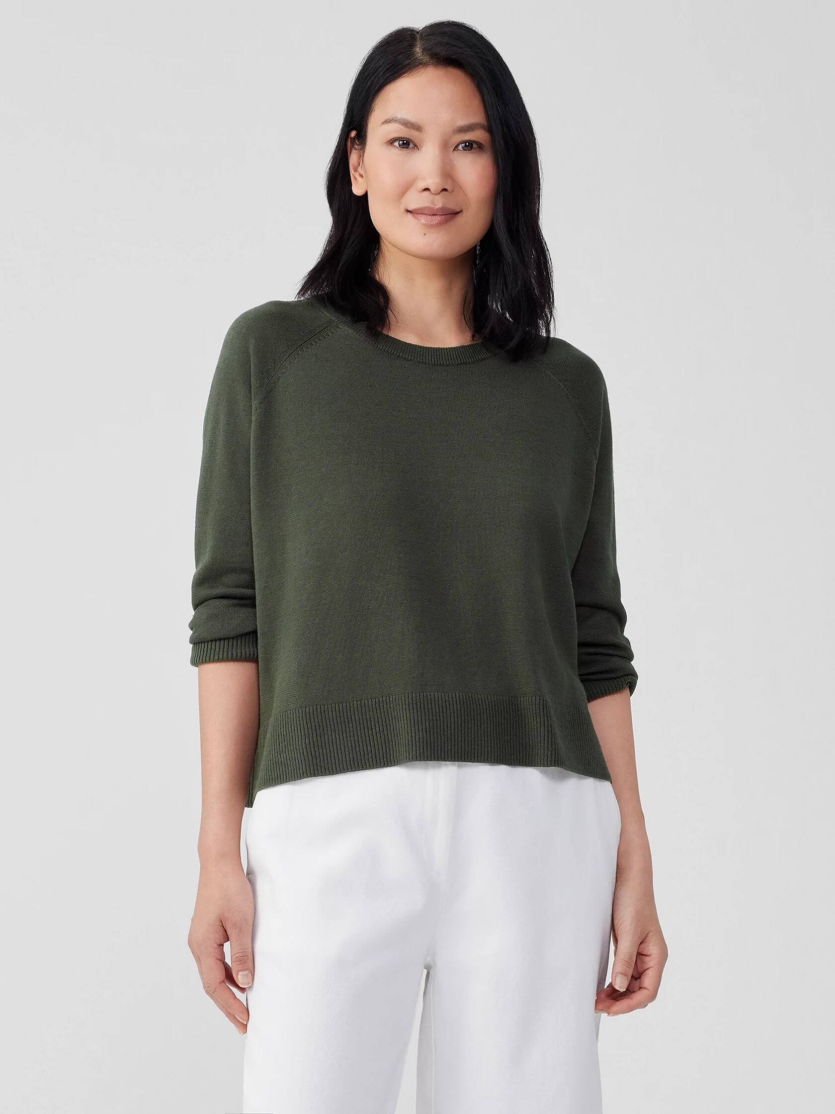 Organic Linen Cotton Raglan-Sleeve Top