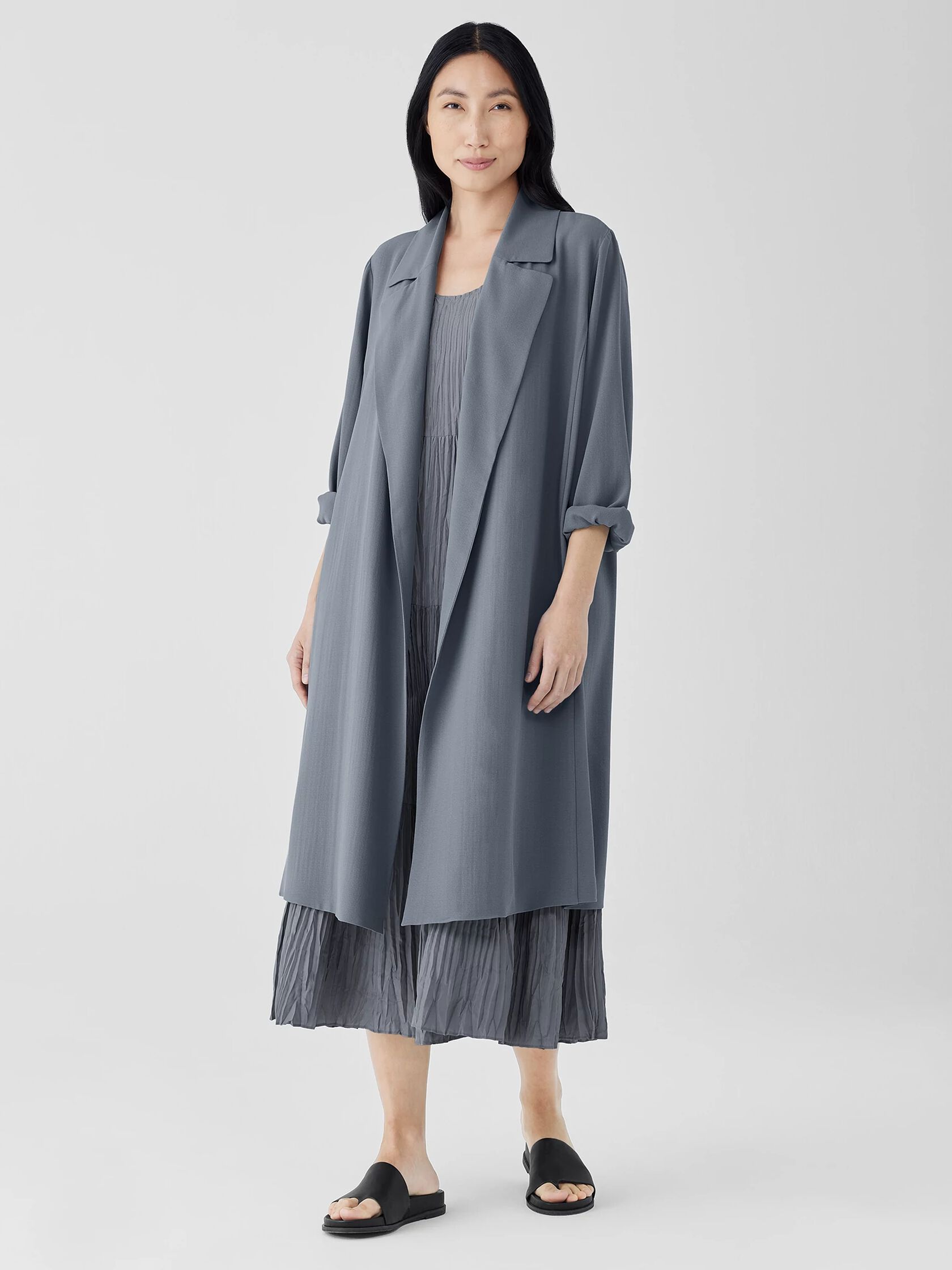 Silk Georgette Crepe Trench Coat