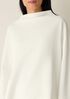Waffle Cotton Blend Doubleknit Funnel Neck Box-Top