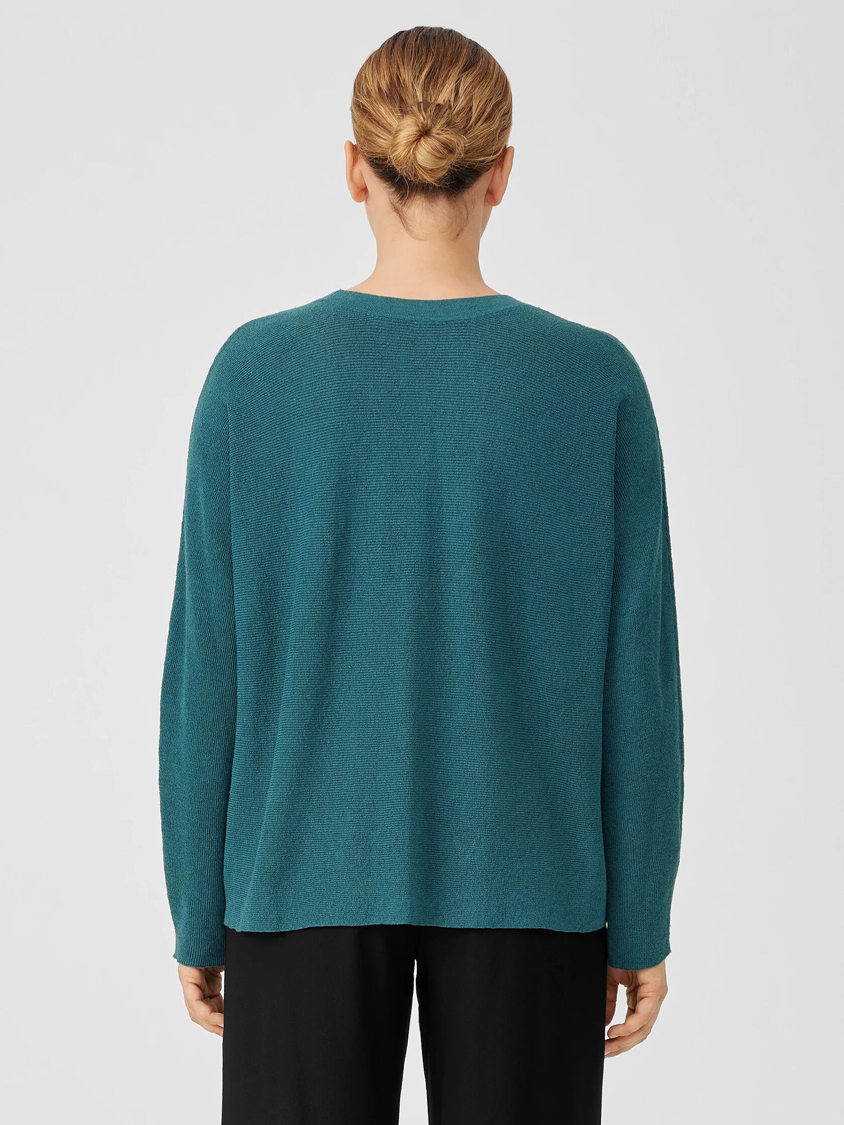 Linen Crepe Stretch Crew Neck Top