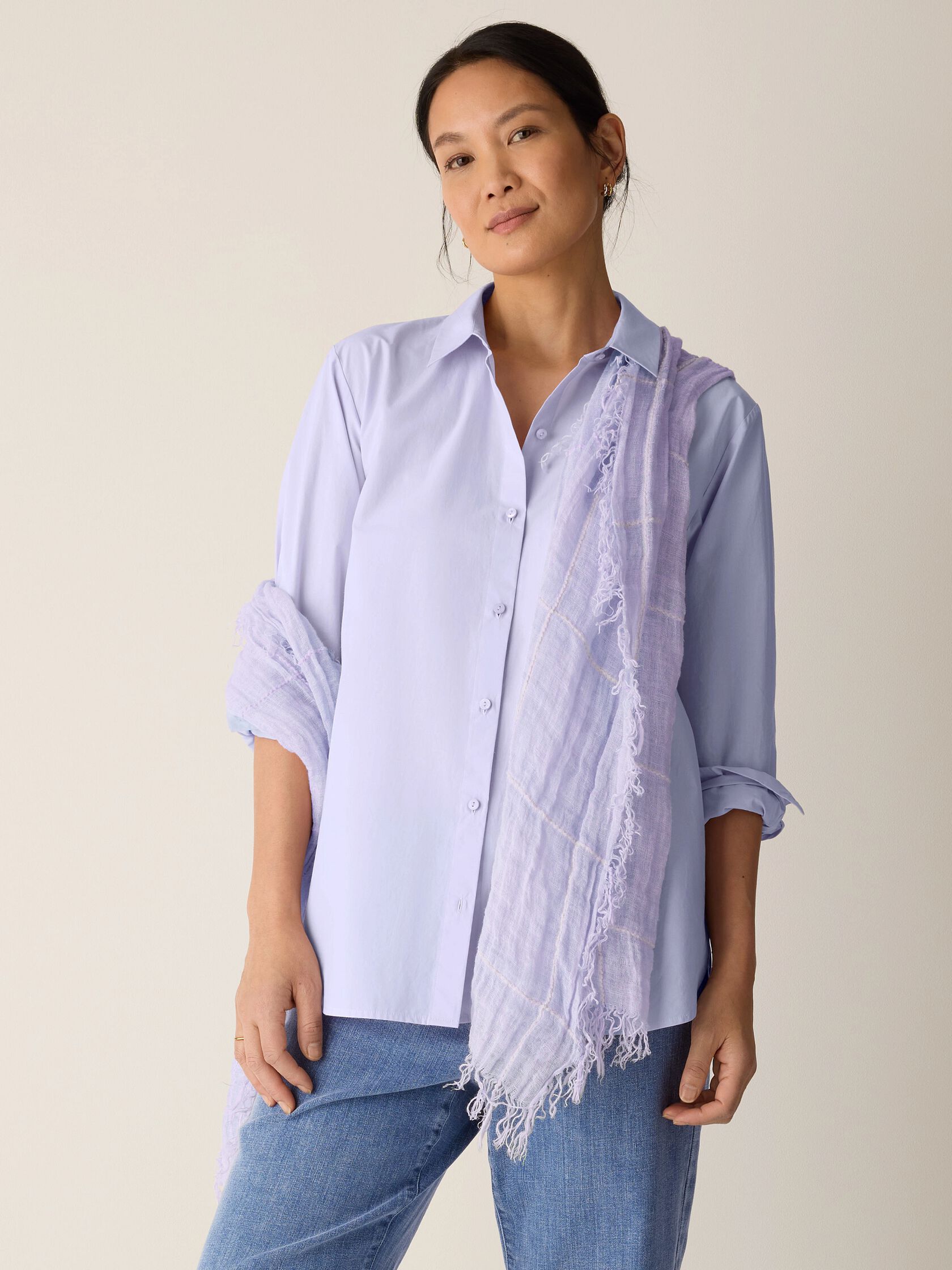 Organic Linen Cotton Squares Scarf