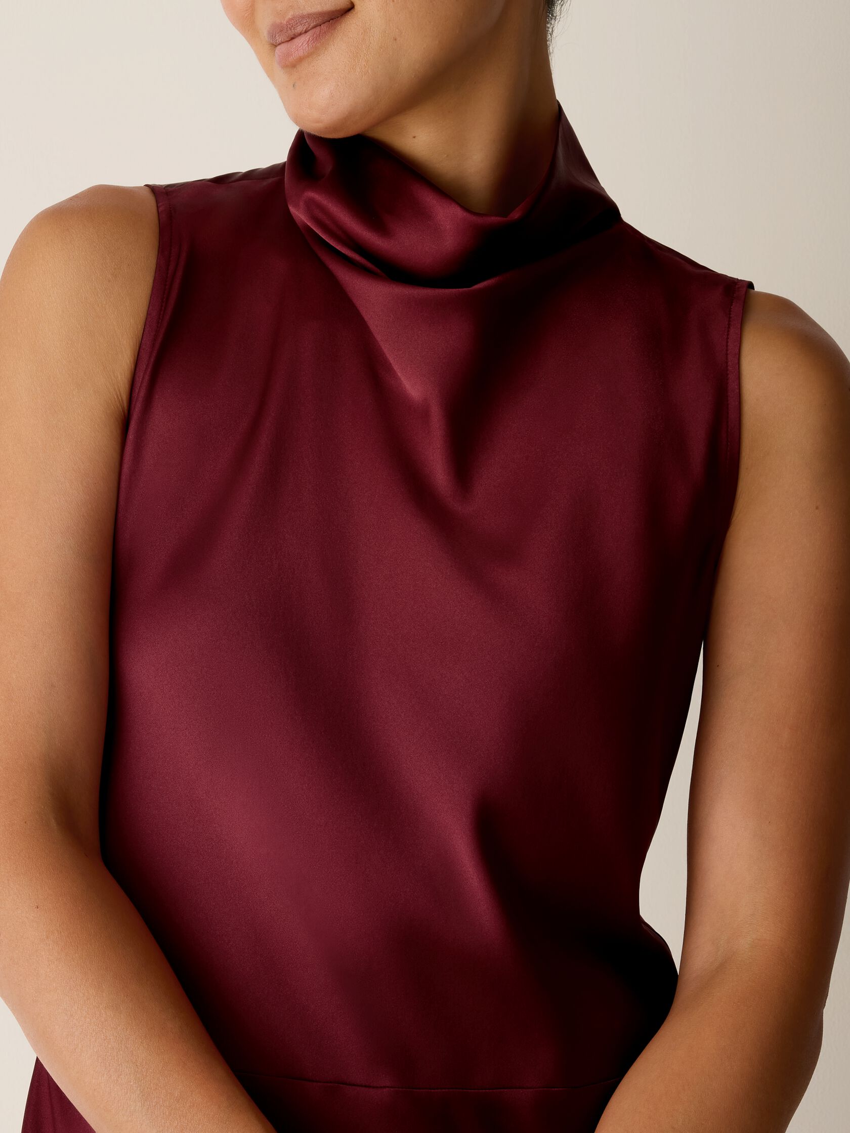 Stretch Silk Charmeuse Bias Cowl Neck Dress
