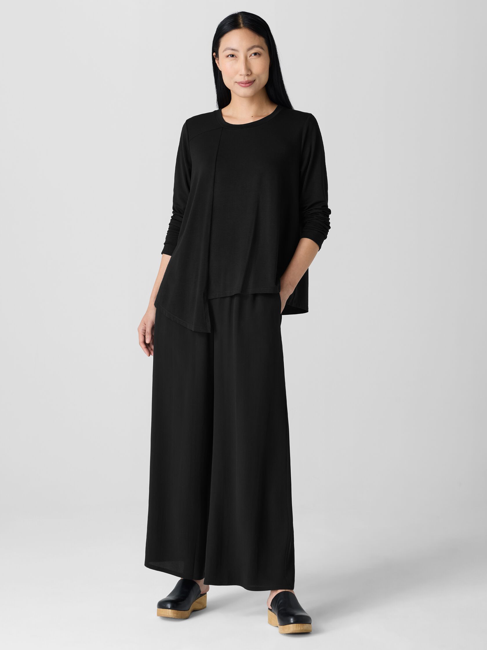 Fine Stretch Jersey Knit Asymmetrical Top