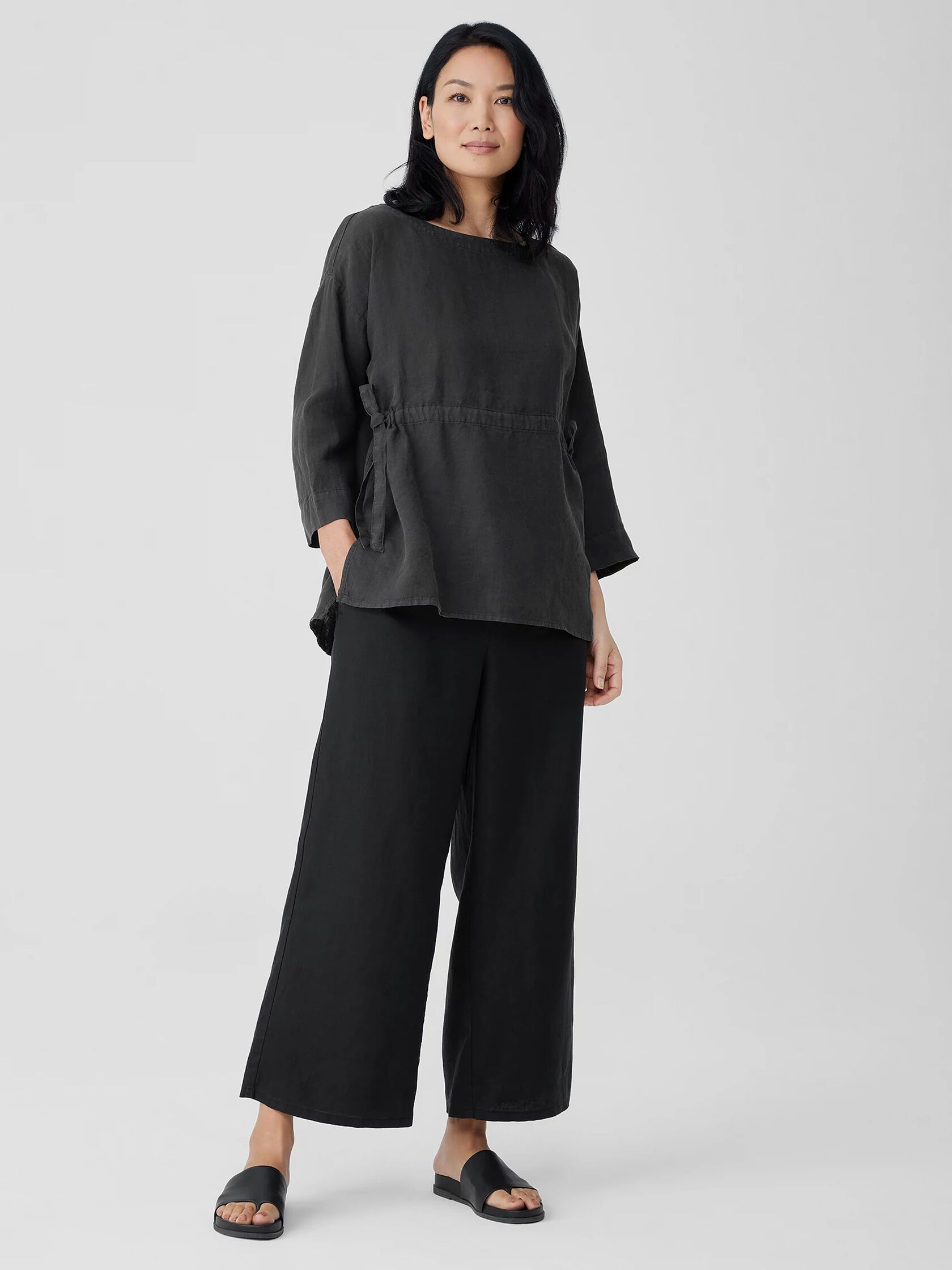 Garment-Dyed Handkerchief Linen Drawstring Top | EILEEN FISHER