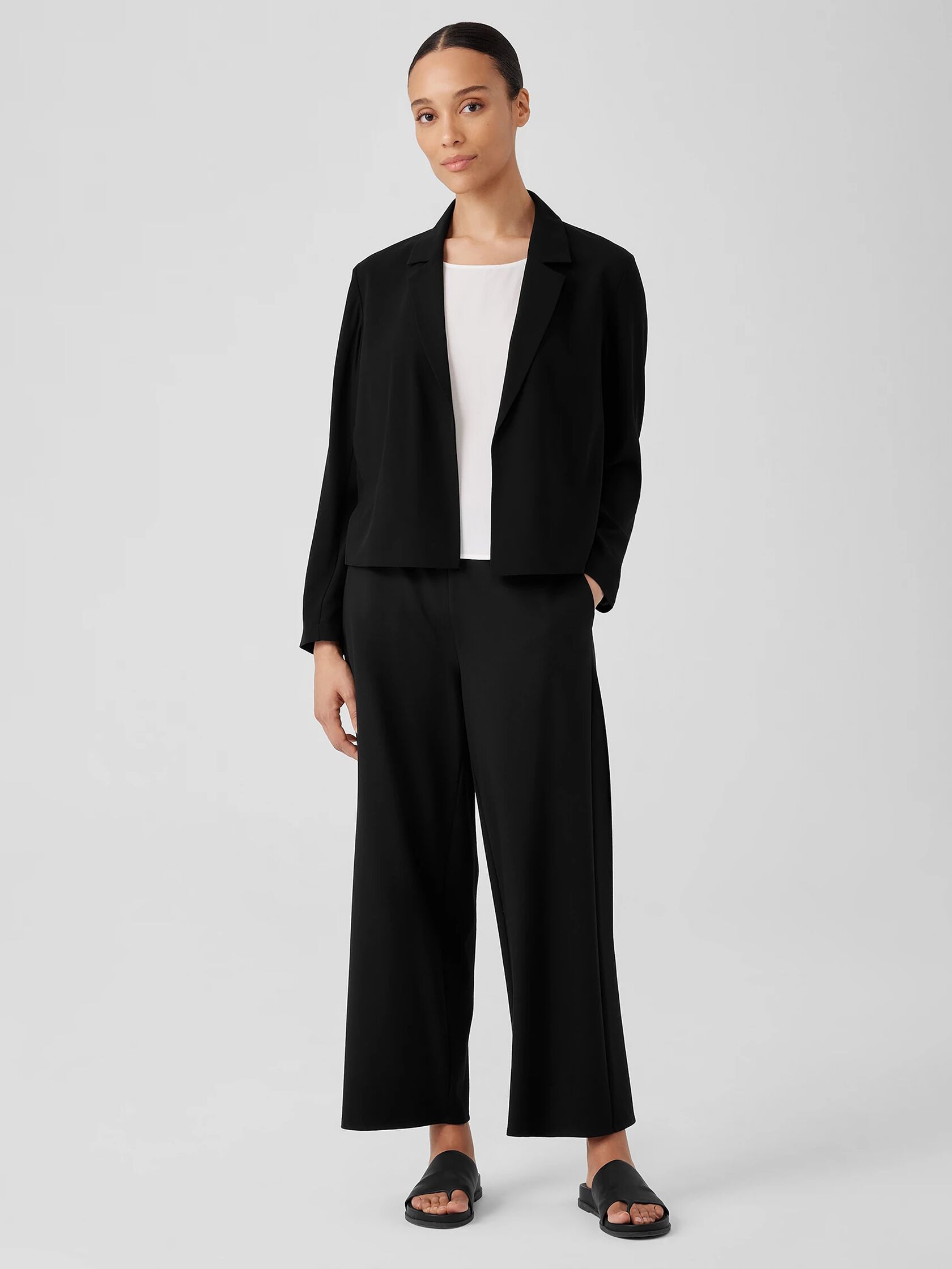 Silk Georgette Crepe Cropped Blazer