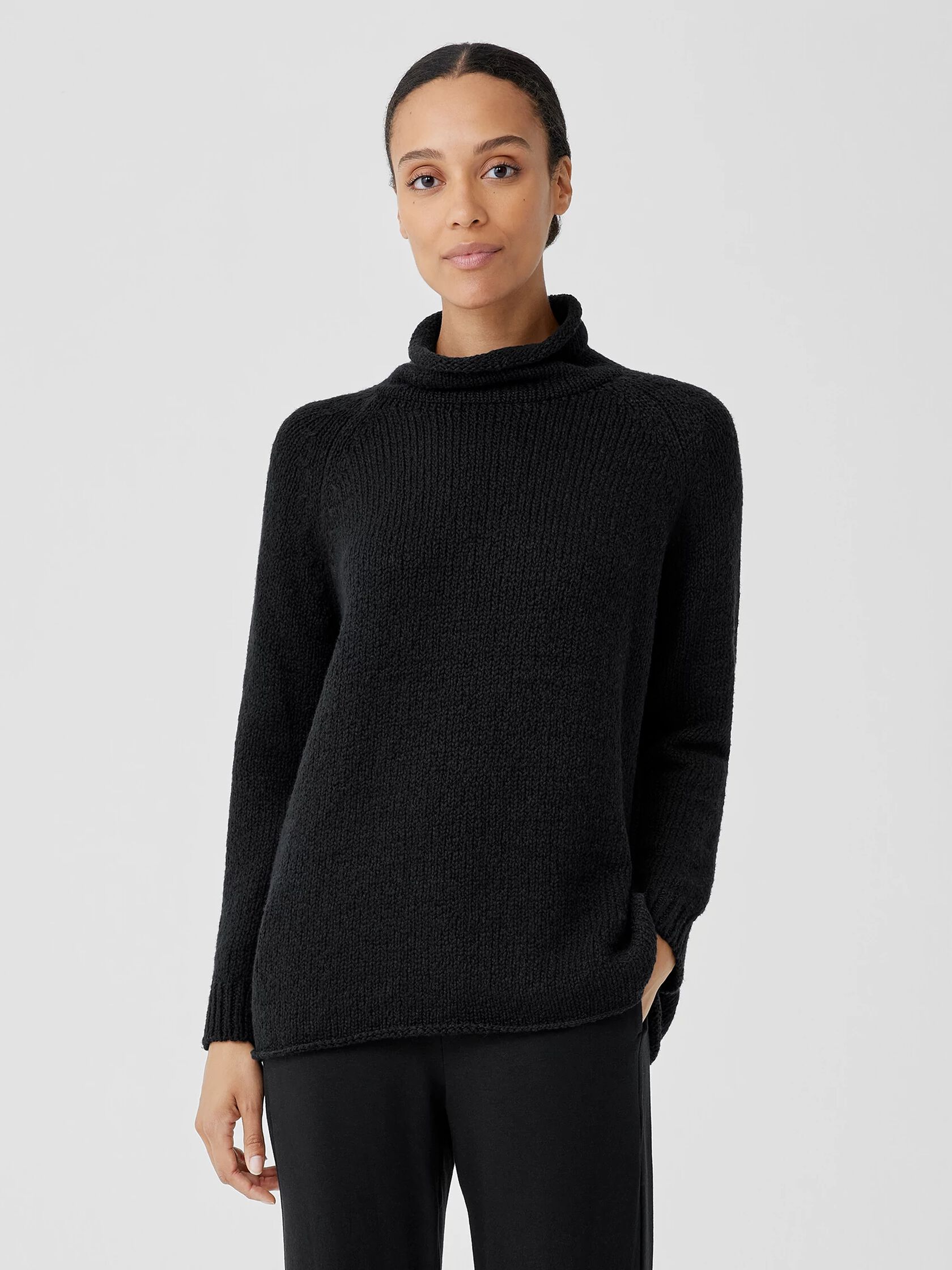 Peruvian Organic Cotton Crimp Turtleneck Top | EILEEN FISHER