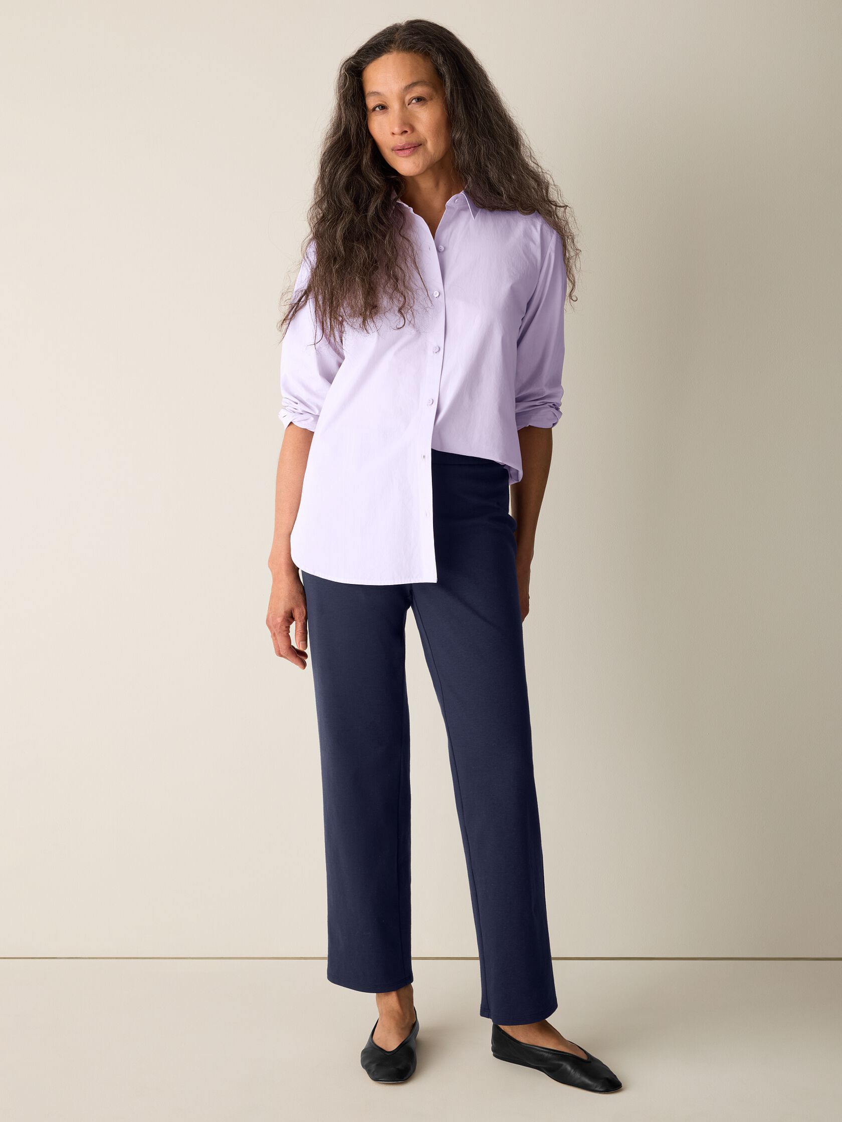 Cotton Blend Ponte Straight Pant