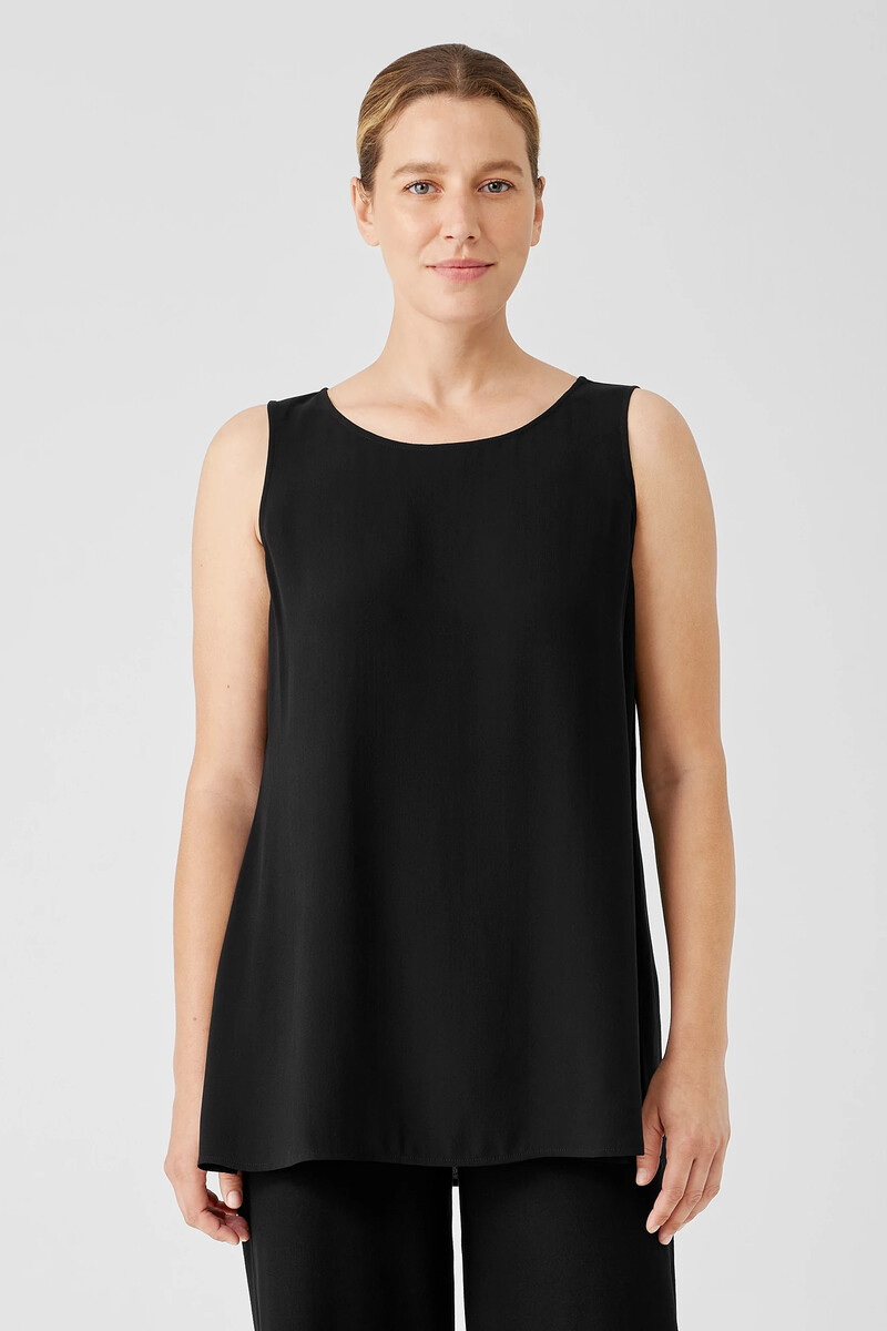 Silk Georgette Crepe Ballet Neck Tank Silk Georgette Crepe Ballet Neck Tank