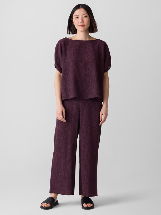 Woven Plissé Wide-Leg Pant
