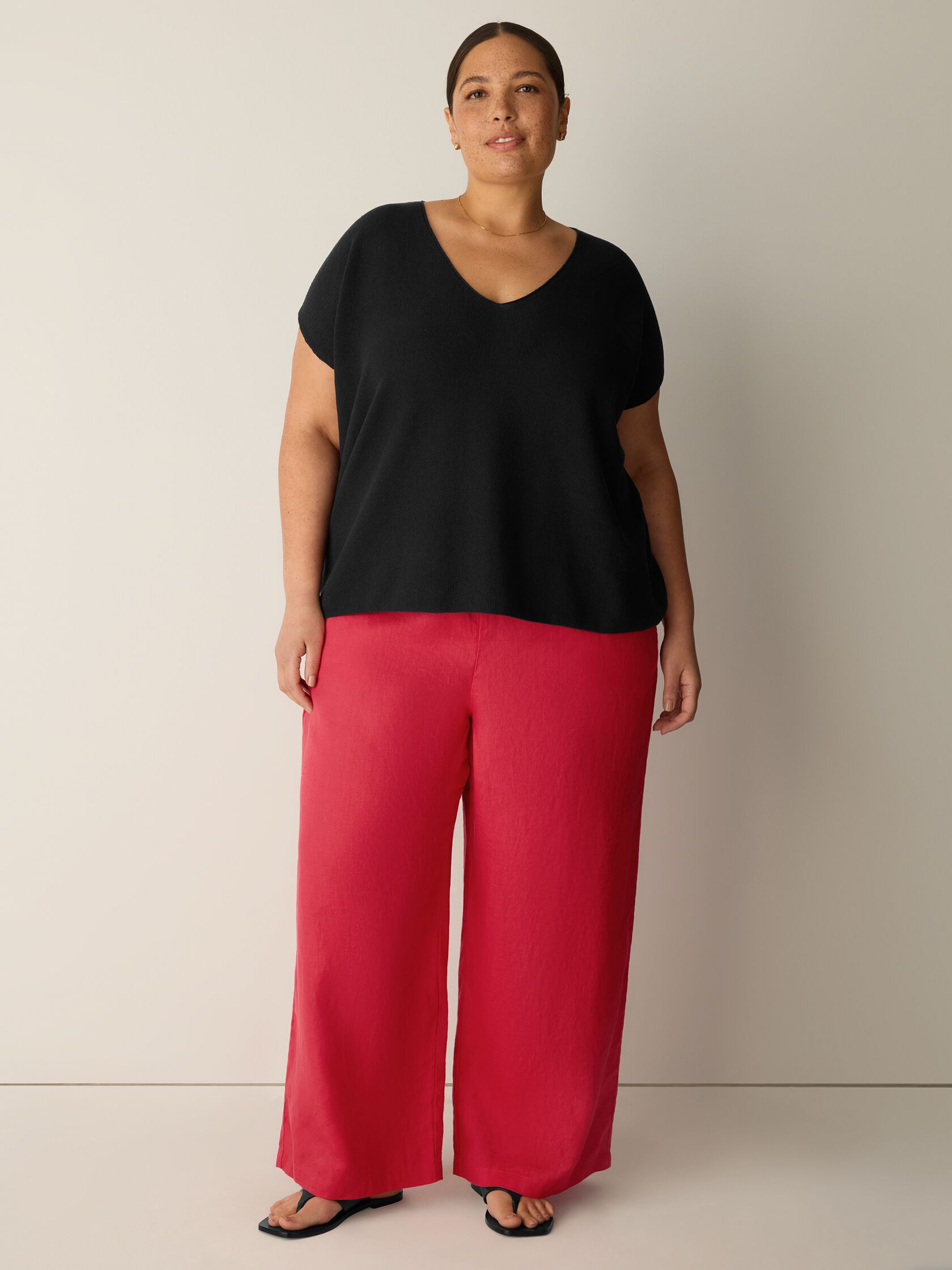 Organic Linen Cotton V-Neck Top