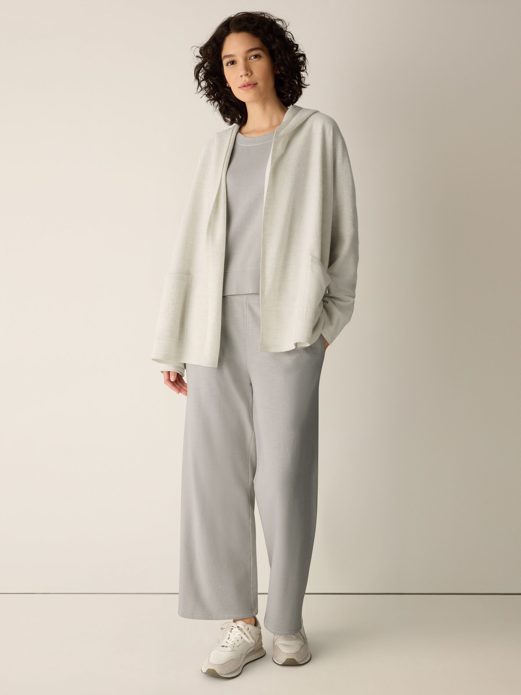 Fine Felted Wool Hooded Cardigan in Regenerative Wool