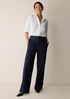Cotton Stretch Denim Wide-Leg Trouser