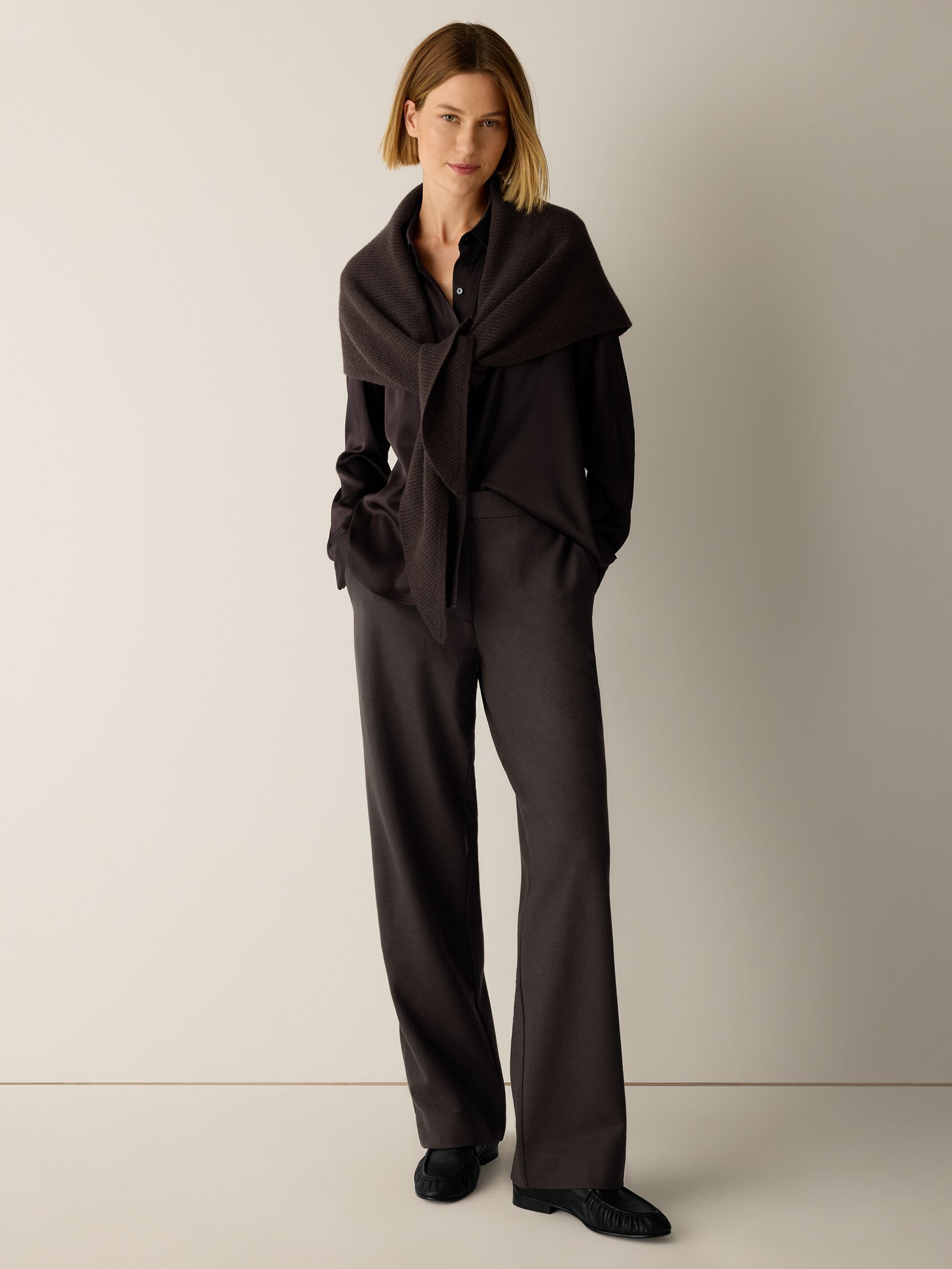 Felted Wool Jersey Full-Length Straight Trouser&nbsp;in Regenerative Wool