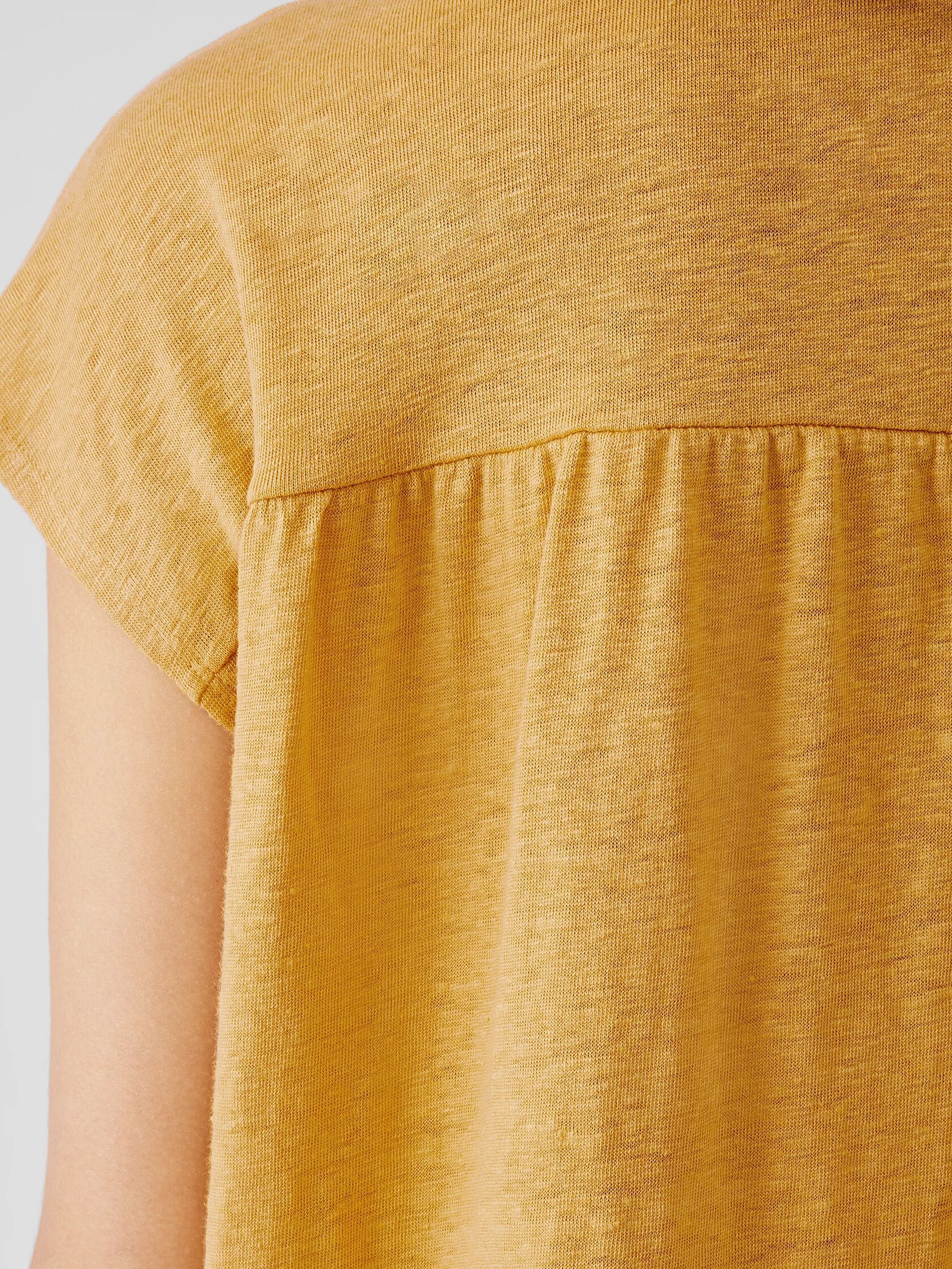 Organic Linen Jersey Shirred-Back Top