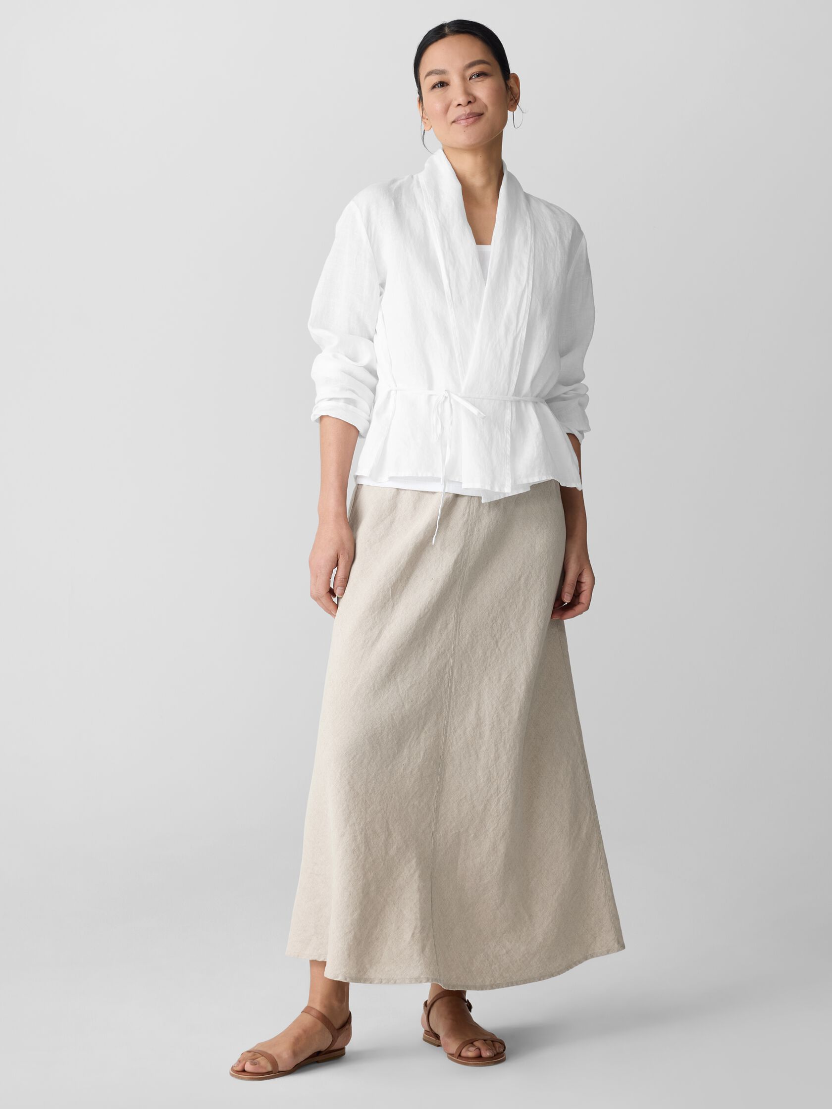Organic Handkerchief Linen High Collar Jacket
